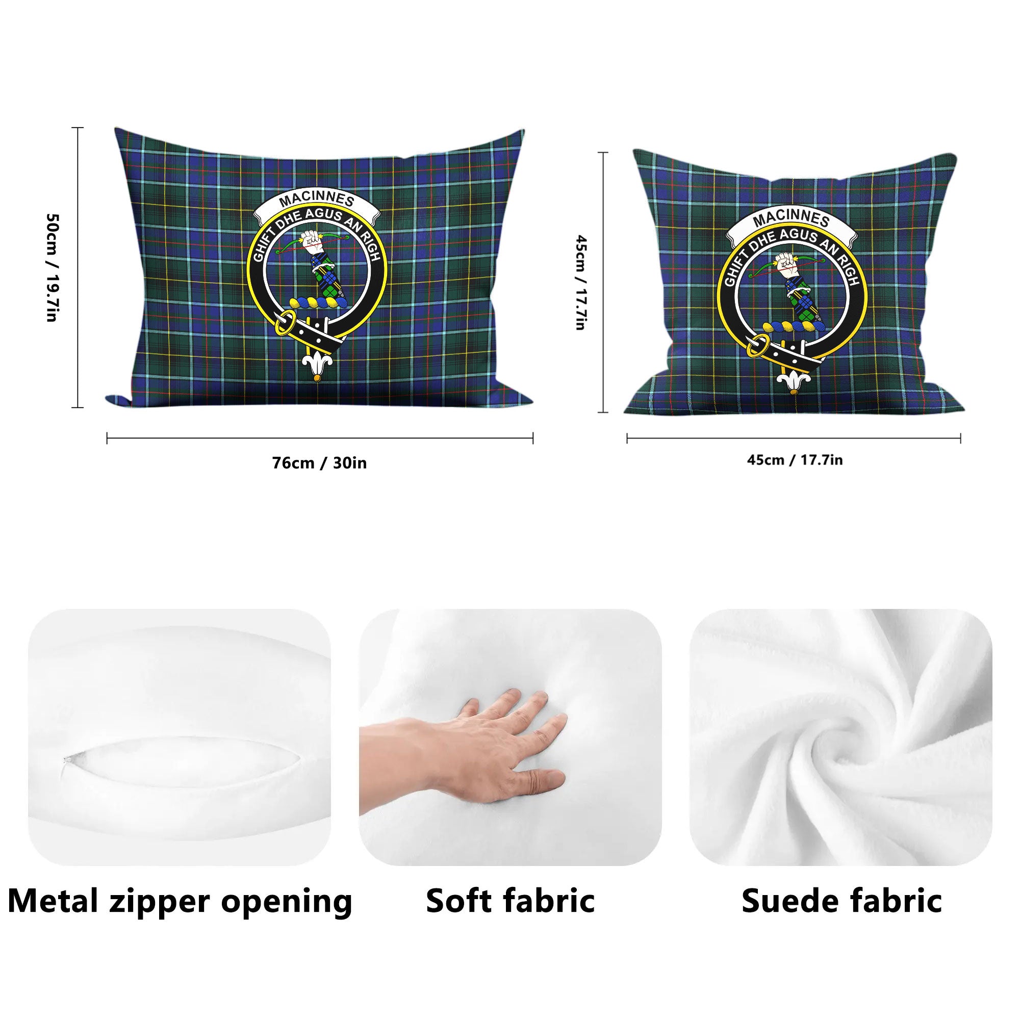 MacInnes Modern Tartan Crest Pillow Cover