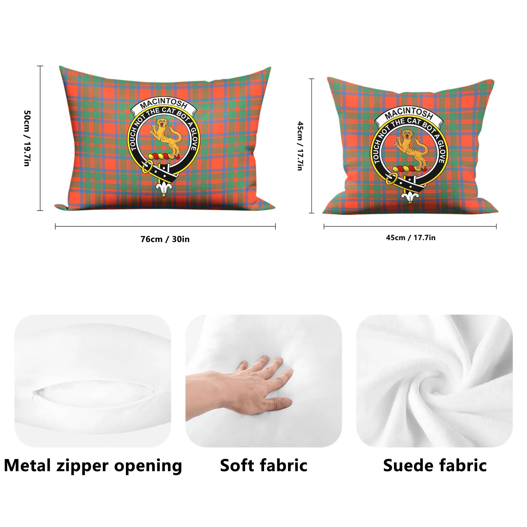 MacIntosh Ancient Tartan Crest Pillow Cover