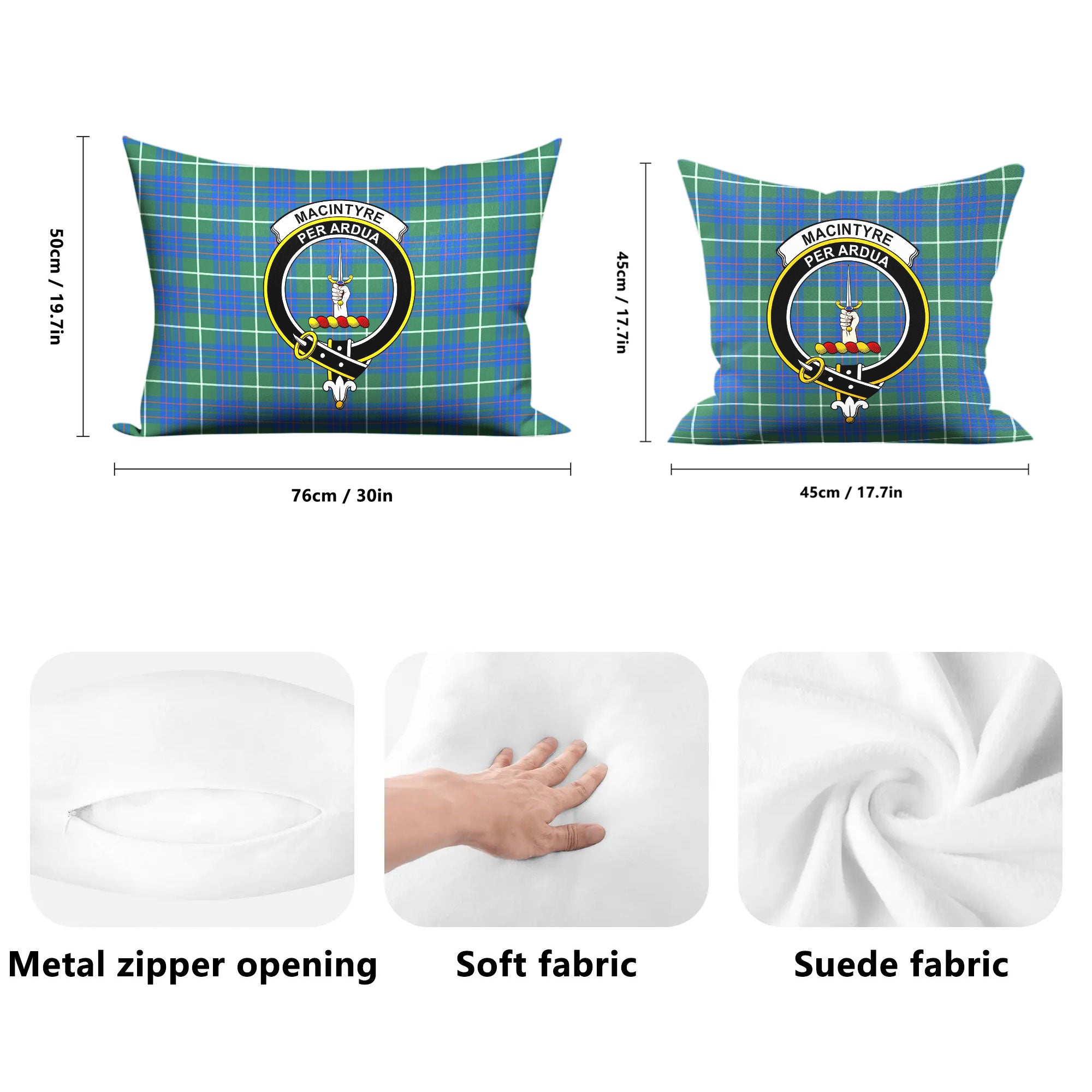 MacIntyre Hunting Ancient Tartan Crest Pillow Cover