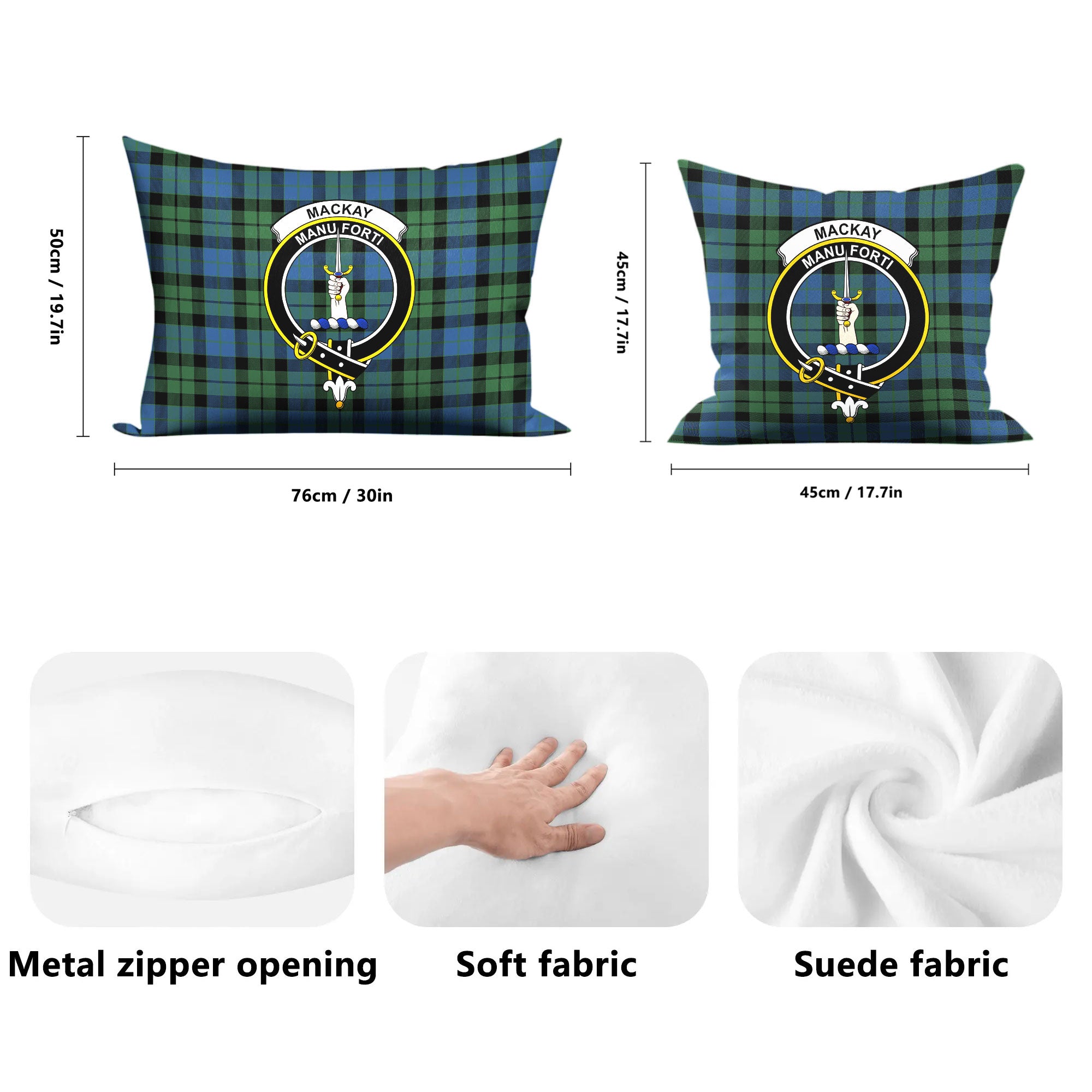 MacKay Ancient Tartan Crest Pillow Cover