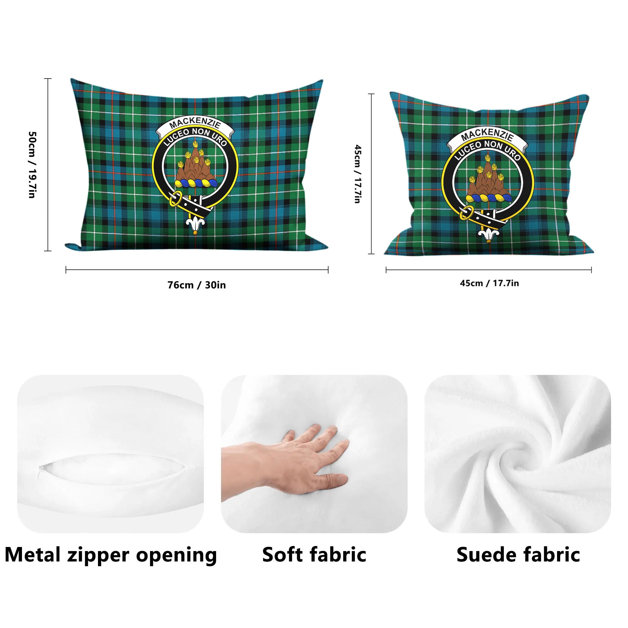 MacKenzie Ancient Tartan Crest Pillow Cover