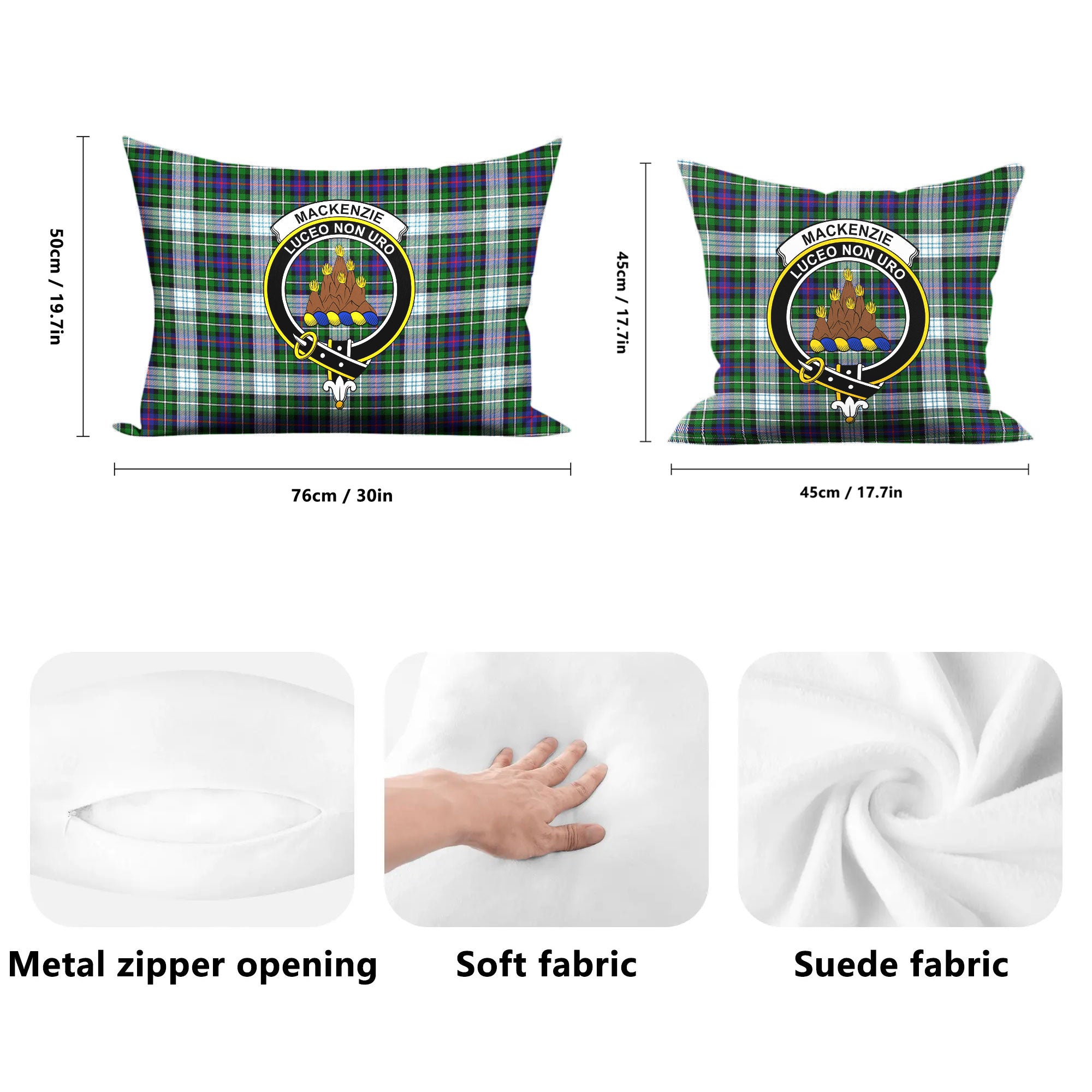 MacKenzie Dress Modern Tartan Crest Pillow Cover