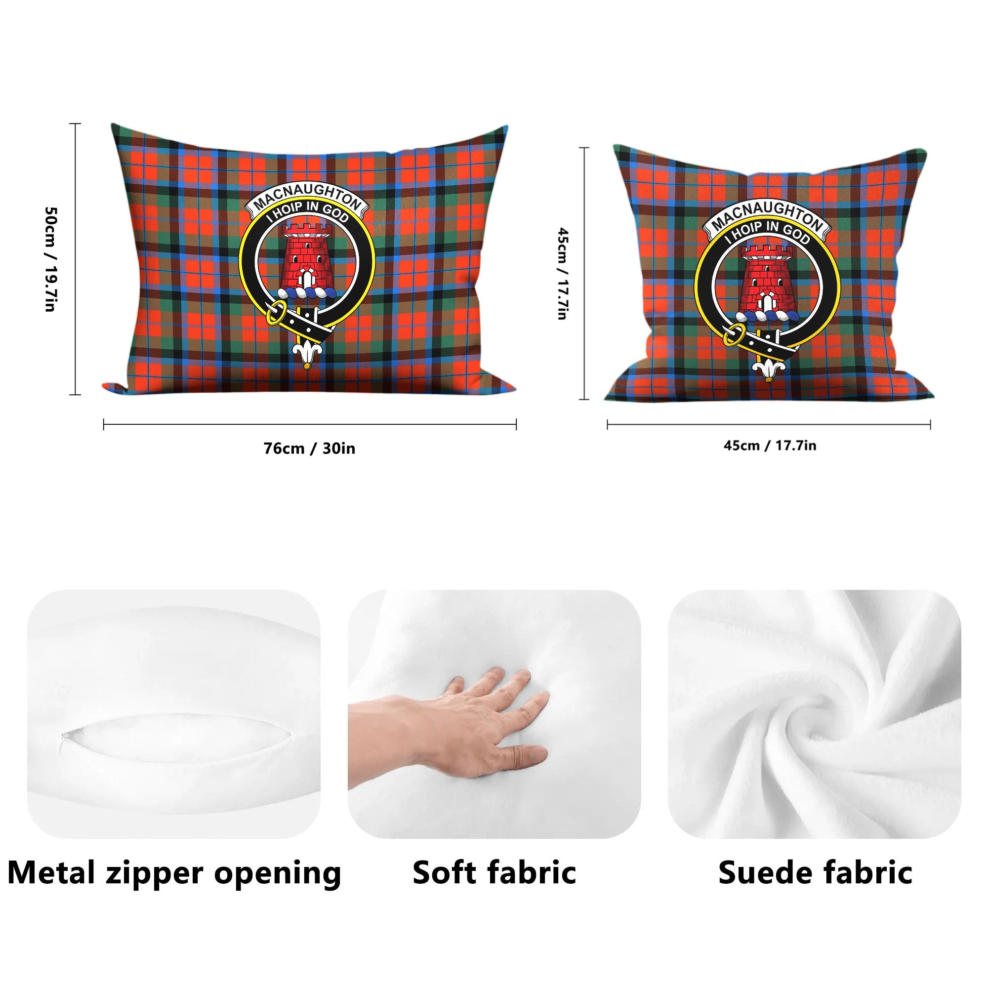 MacNaughton Ancient Tartan Crest Pillow Cover