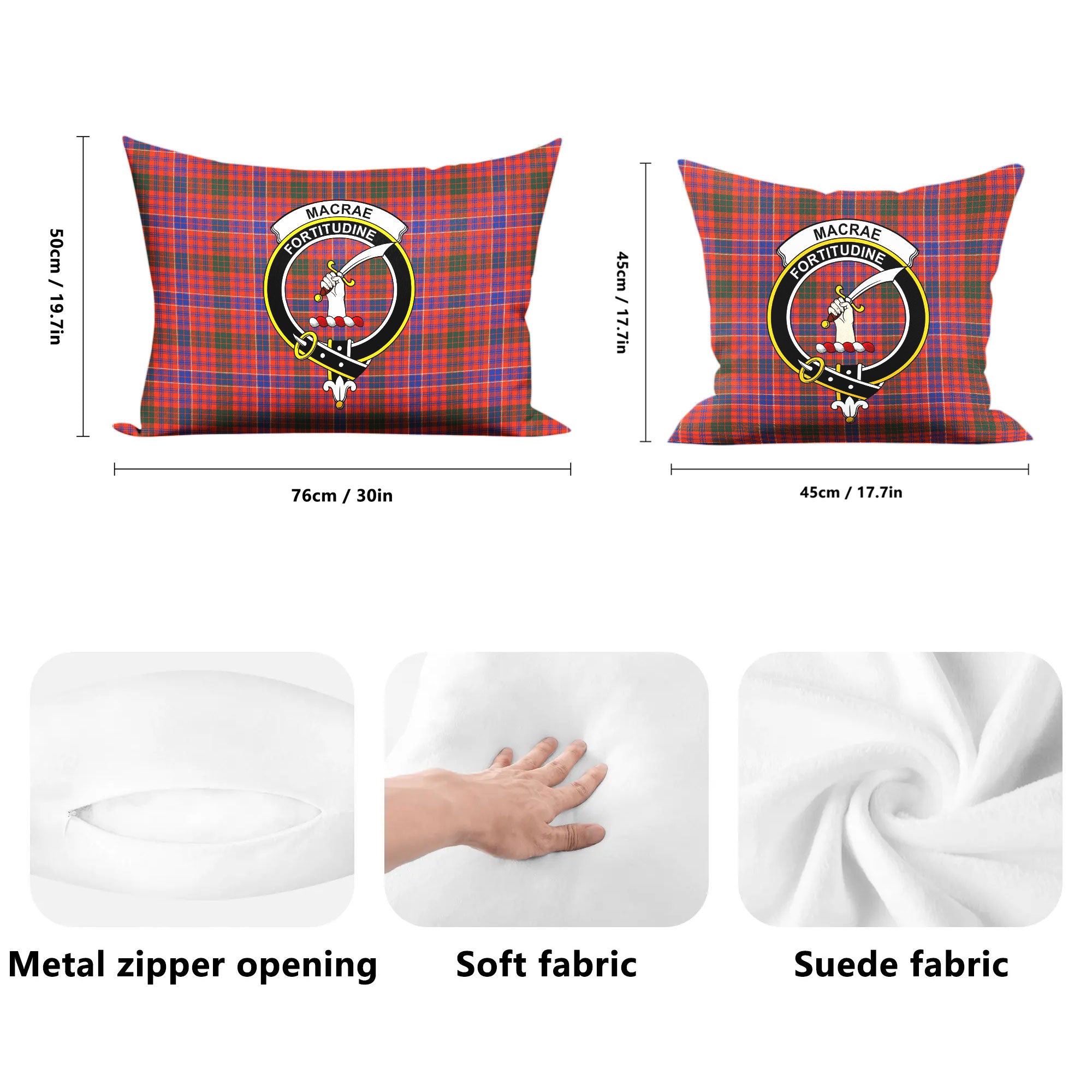 MacRae Ancient Tartan Crest Pillow Cover