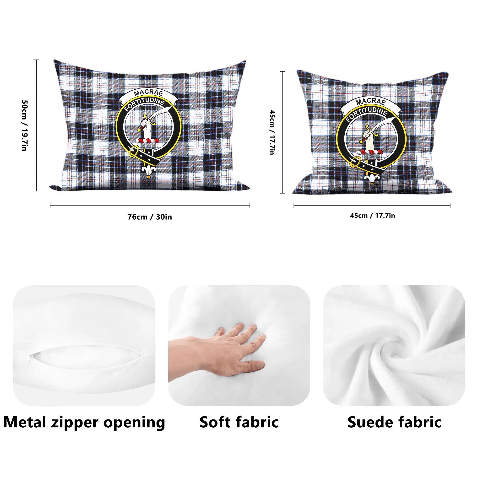 MacRae Dress Modern Tartan Crest Pillow Cover