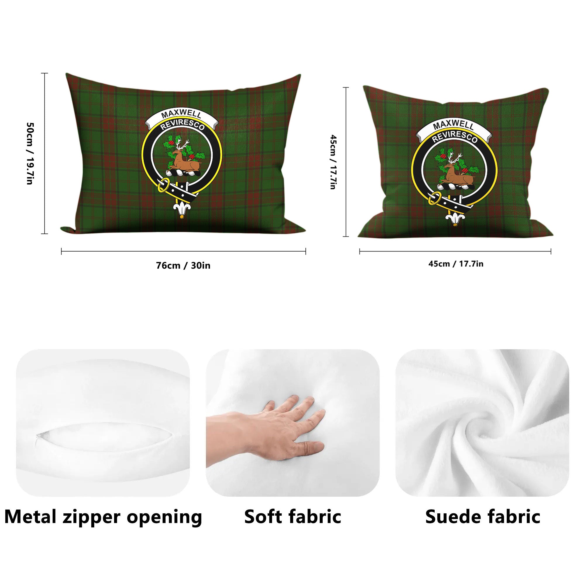 Maxwell Hunting Tartan Crest Pillow Cover