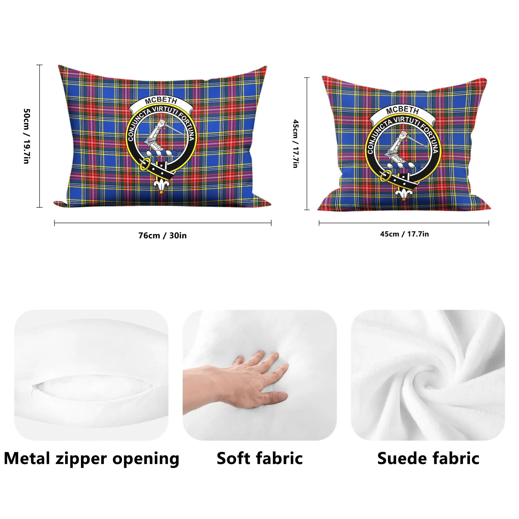 McBeth Modern Tartan Crest Pillow Cover