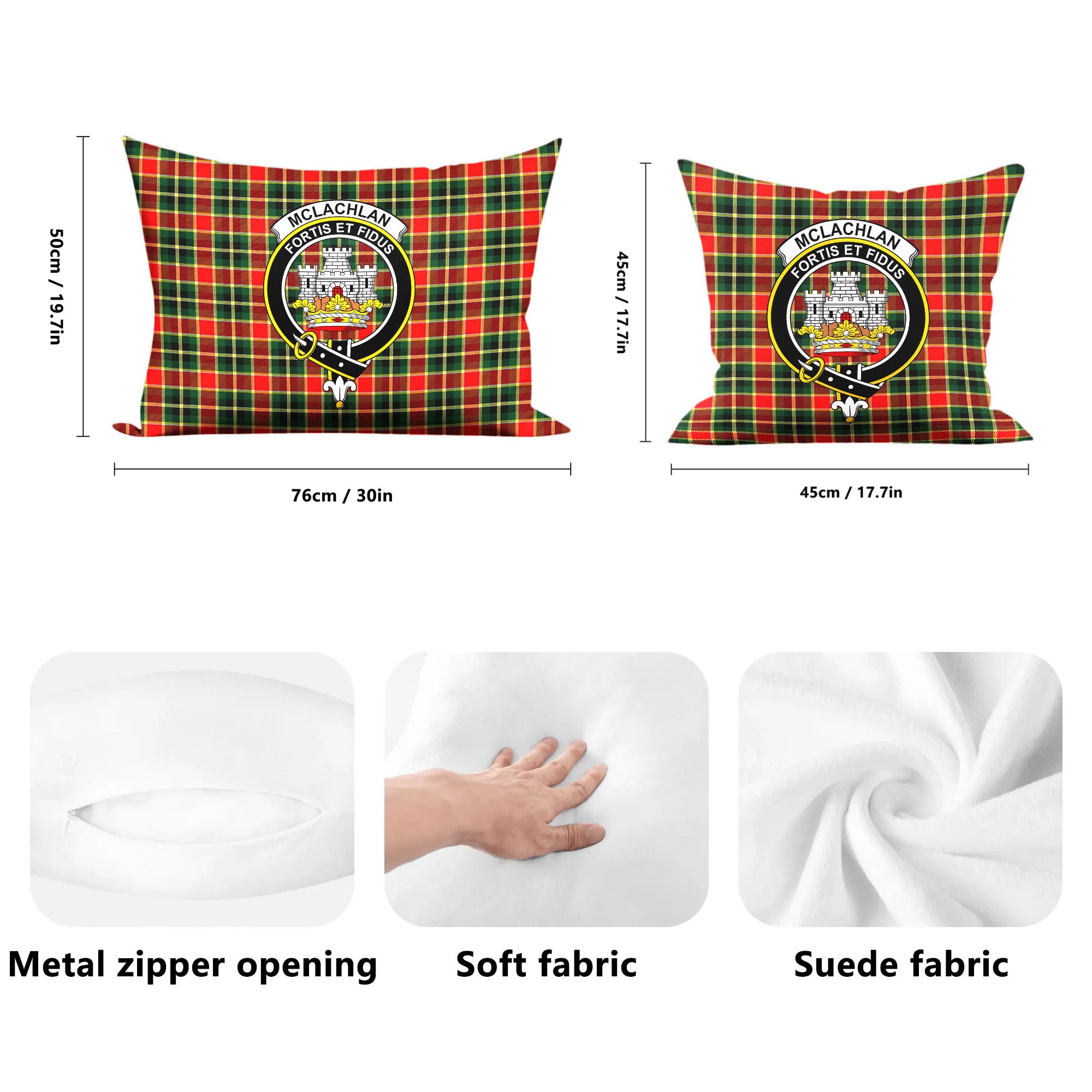 McLachlan Hunting Modern Tartan Crest Pillow Cover