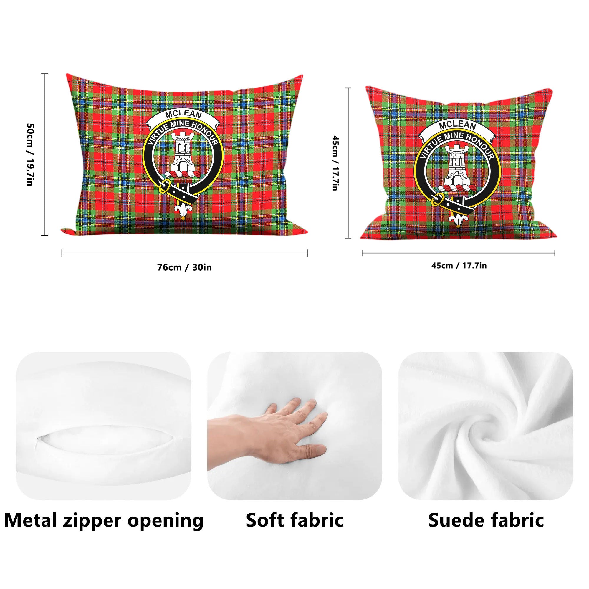 McLean of Duart Modern Tartan Crest Pillow Cover