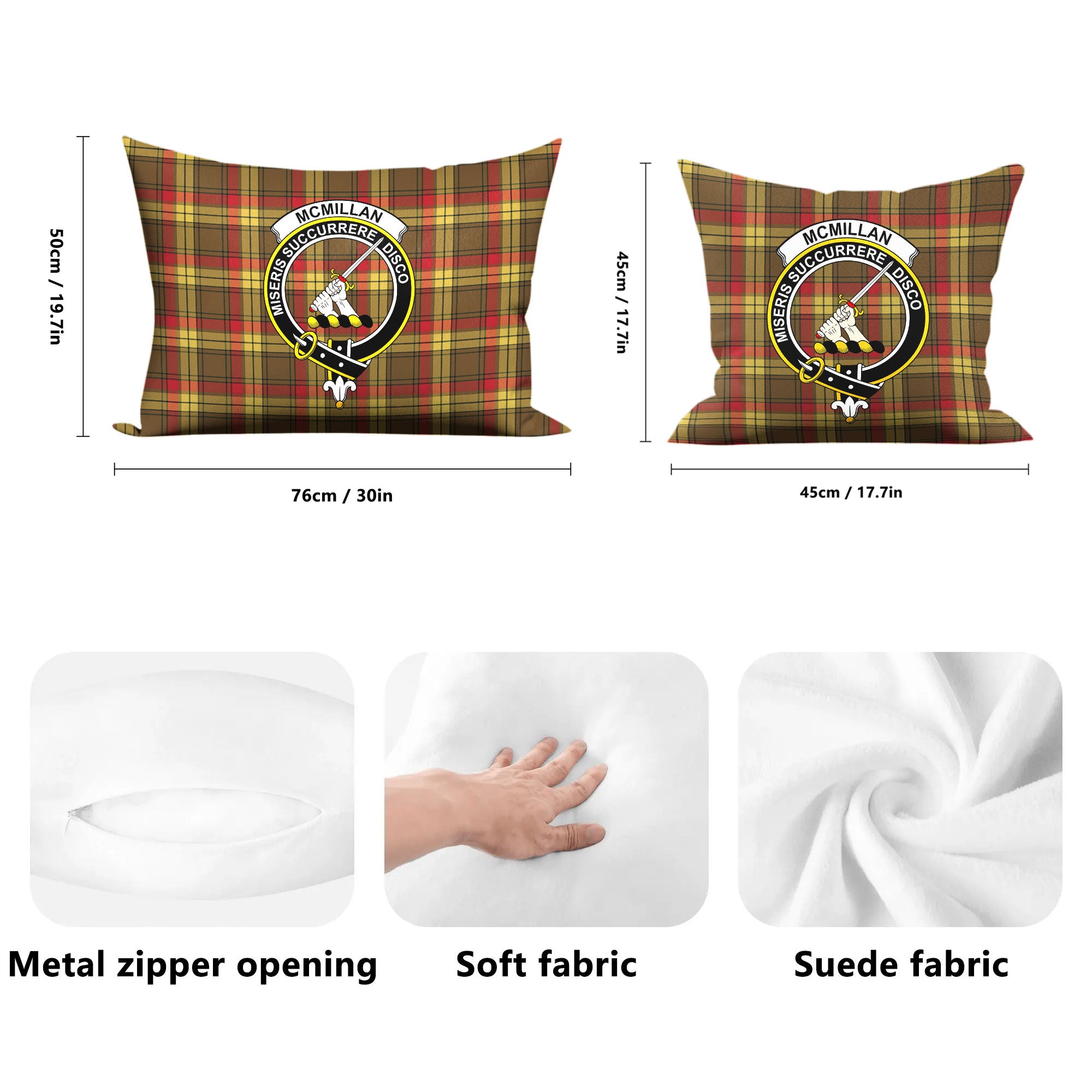 McMillan Old Weathered Tartan Crest Pillow Cover