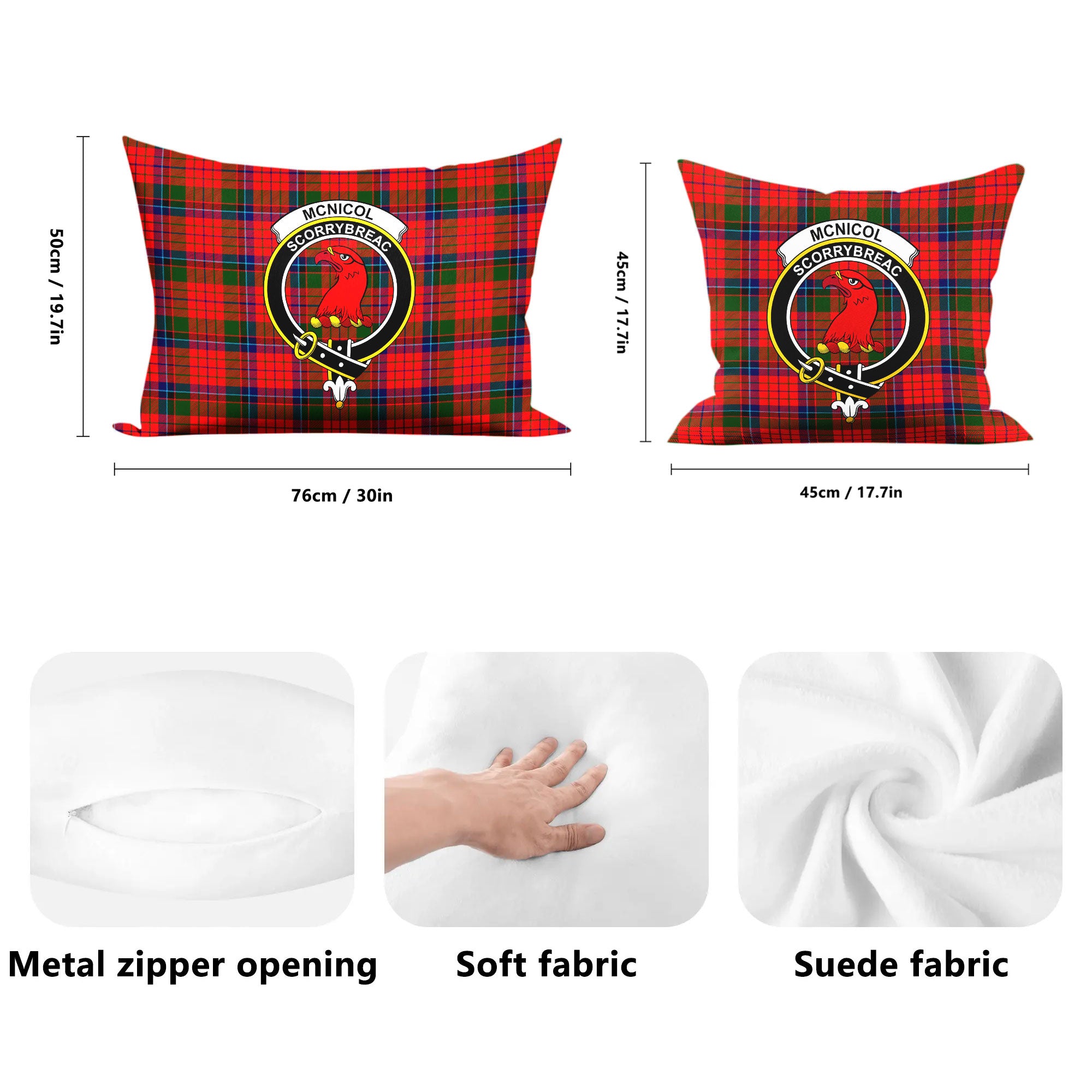 McNicol (of Scorrybreac) Tartan Crest Pillow Cover