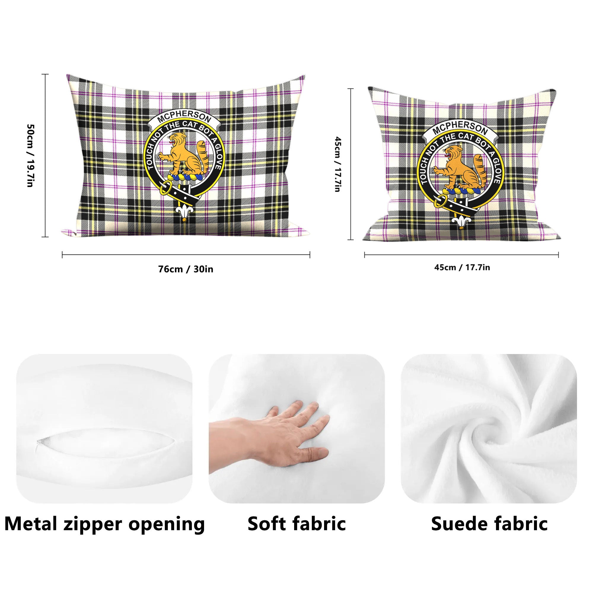 McPherson Dress Ancient Tartan Crest Pillow Cover