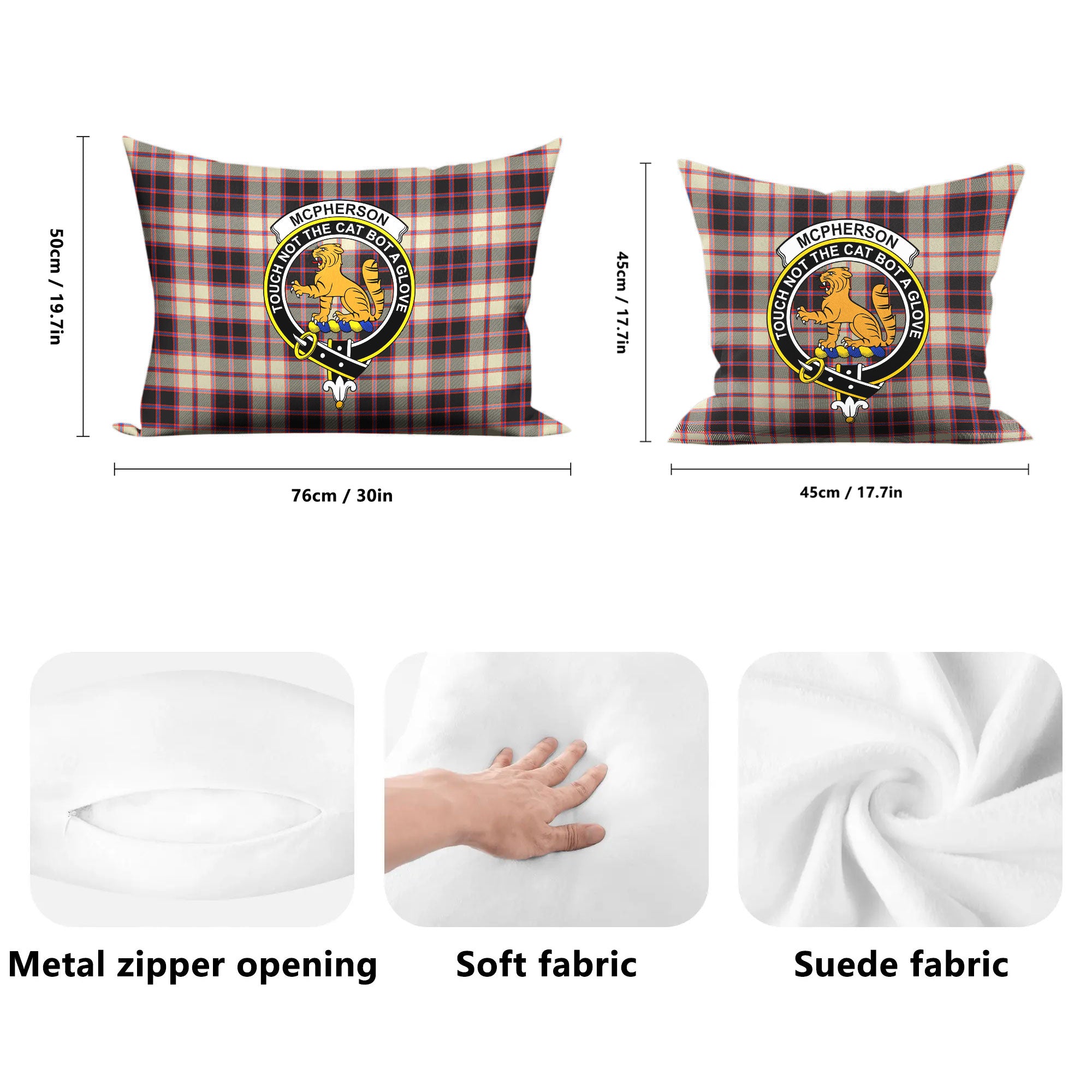 McPherson Hunting Ancient Tartan Crest Pillow Cover