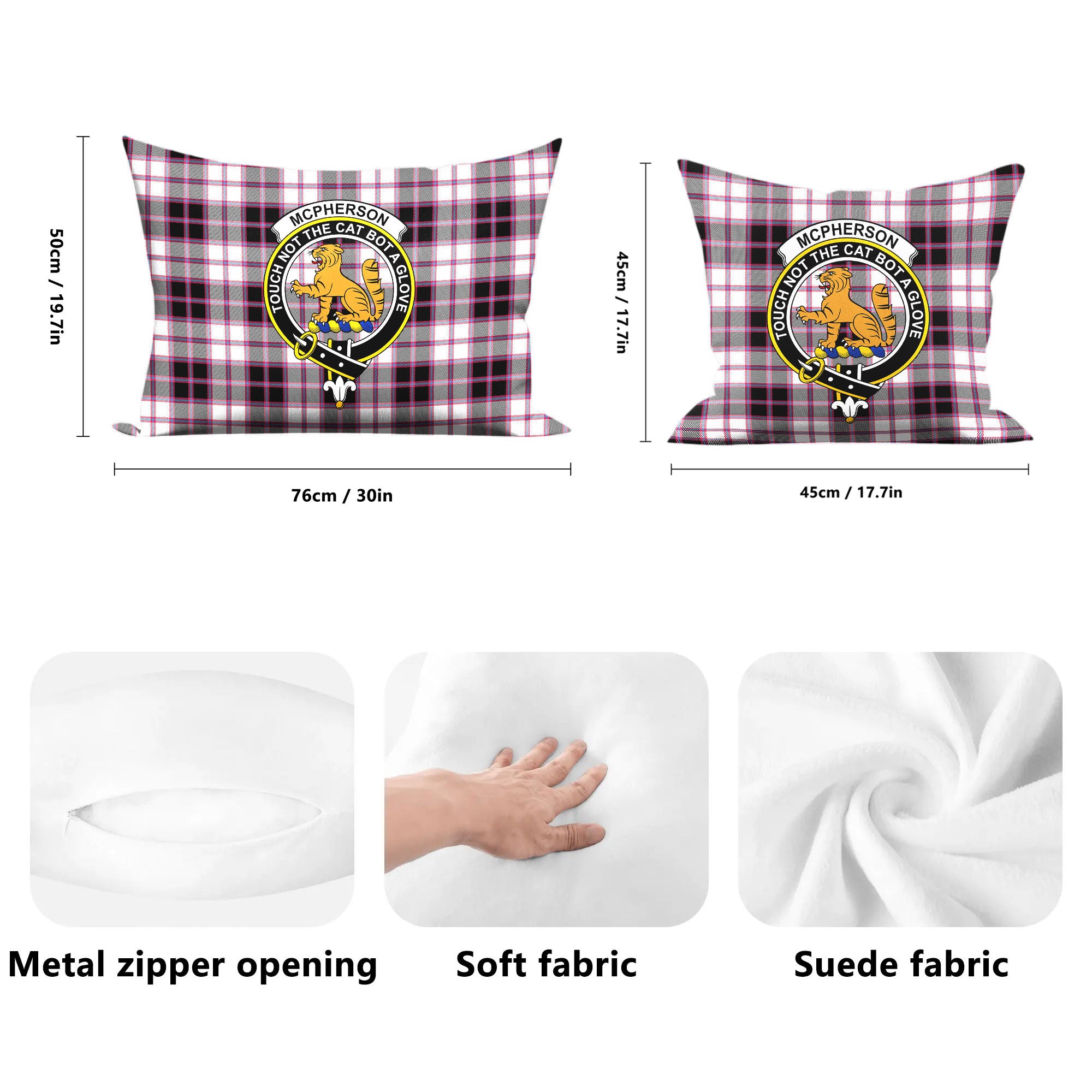 McPherson Hunting Modern Tartan Crest Pillow Cover