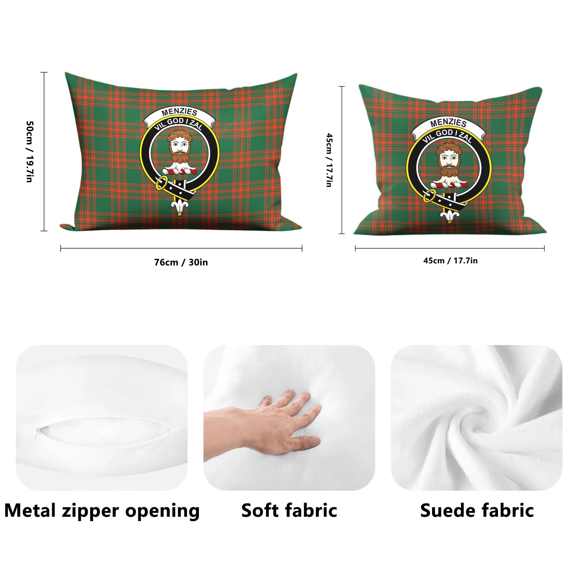 Menzies Green Ancient Tartan Crest Pillow Cover