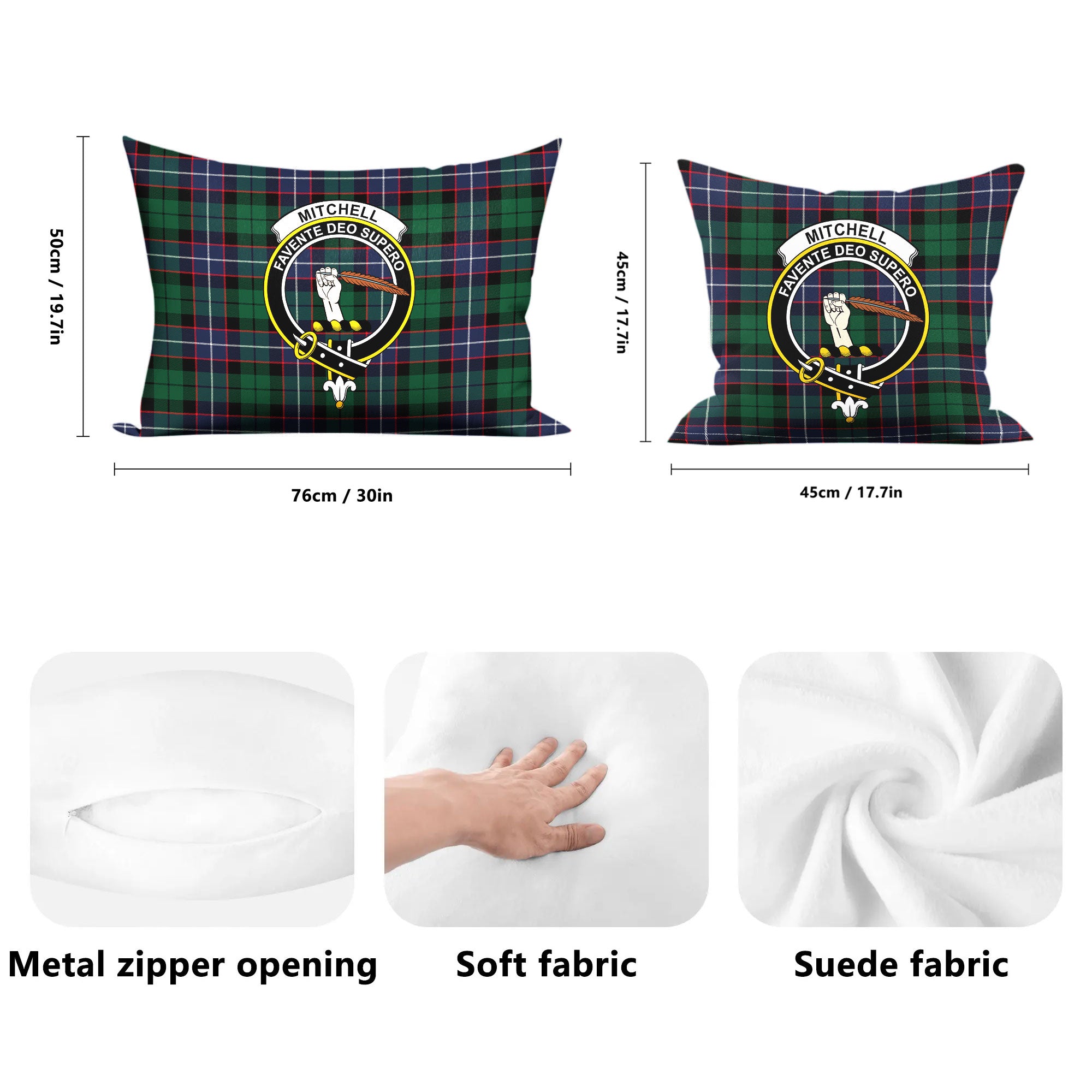 Mitchell Modern Tartan Crest Pillow Cover