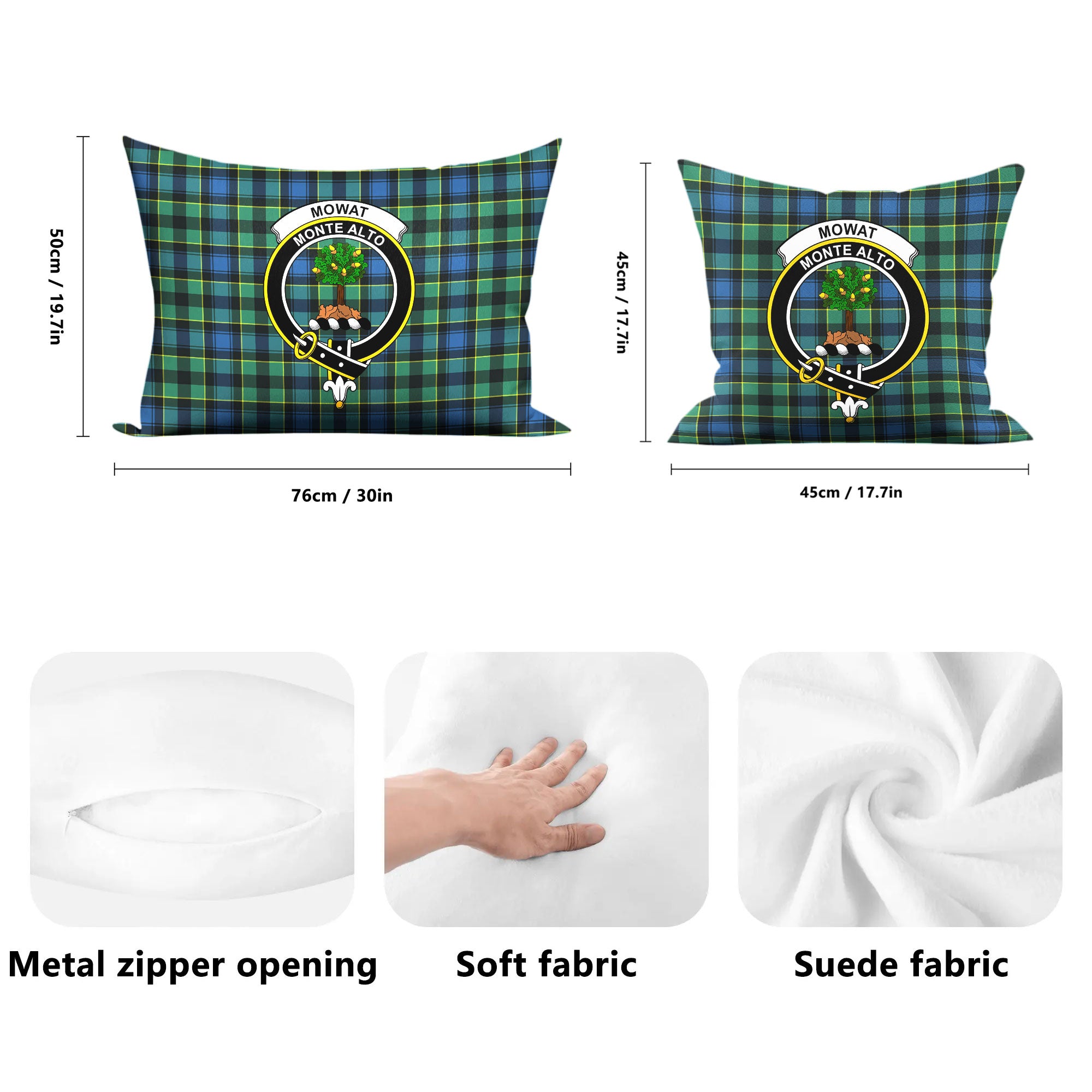 Mowat Ancient Tartan Crest Pillow Cover