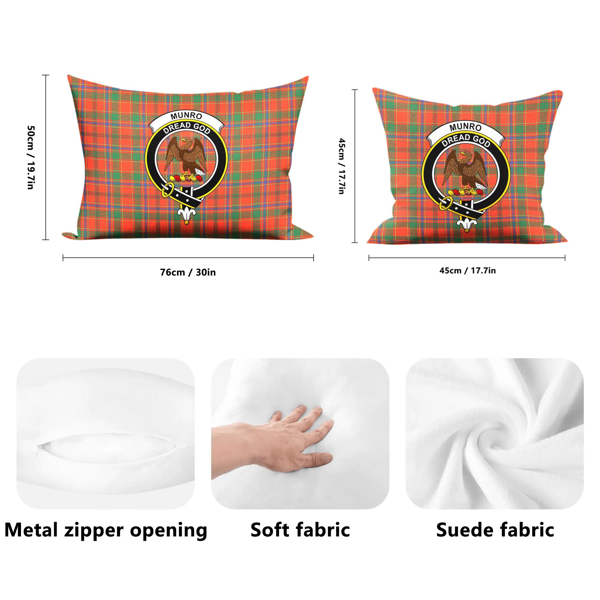 Munro Ancient Tartan Crest Pillow Cover