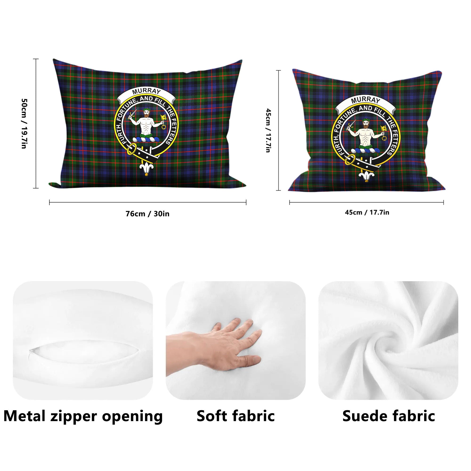 Murray of Atholl Modern Tartan Crest Pillow Cover