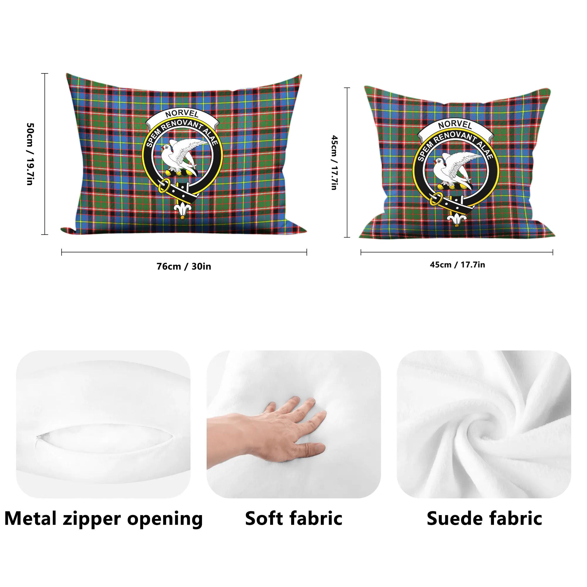 Norvel (or Norvill) Tartan Crest Pillow Cover