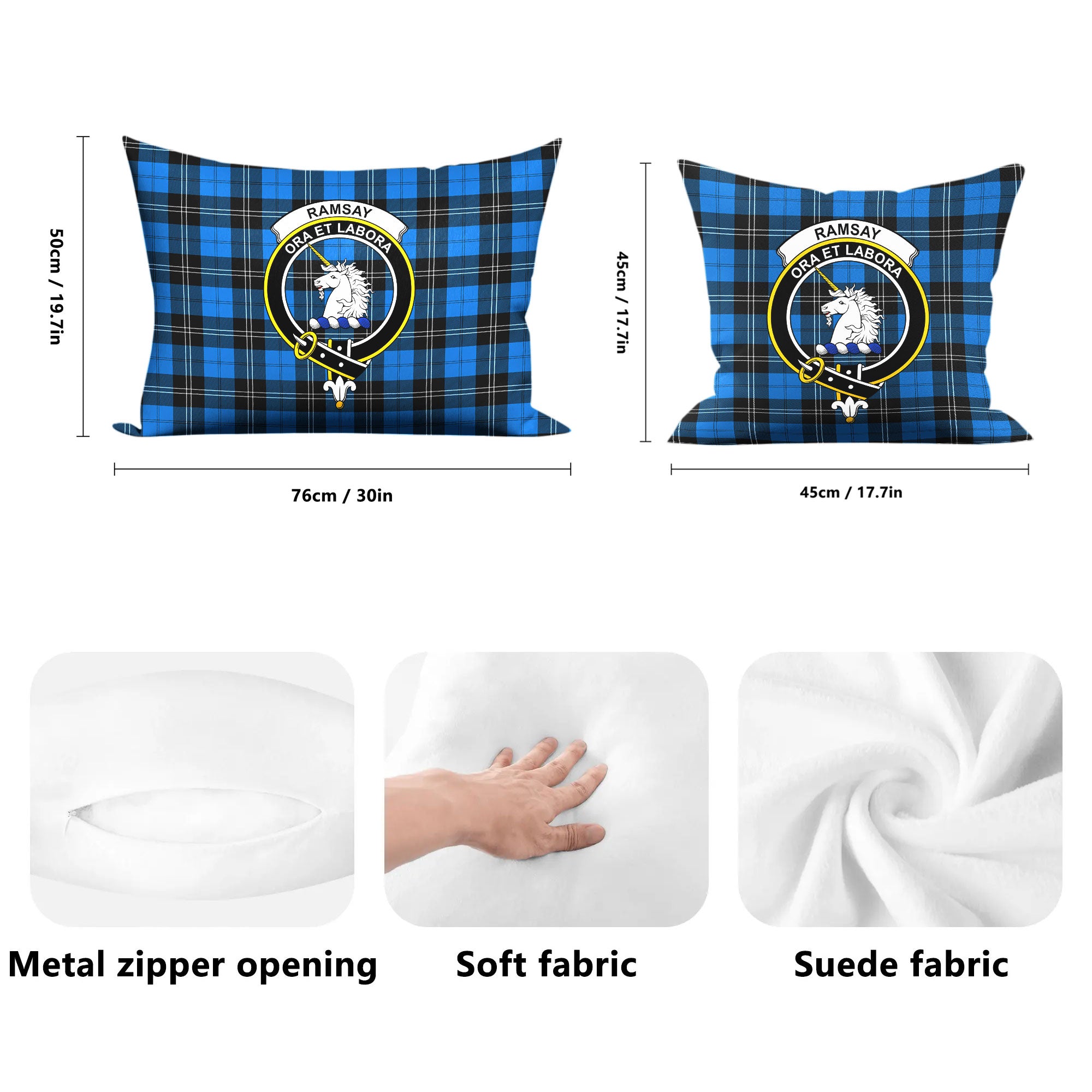 Ramsay Blue Ancient Tartan Crest Pillow Cover