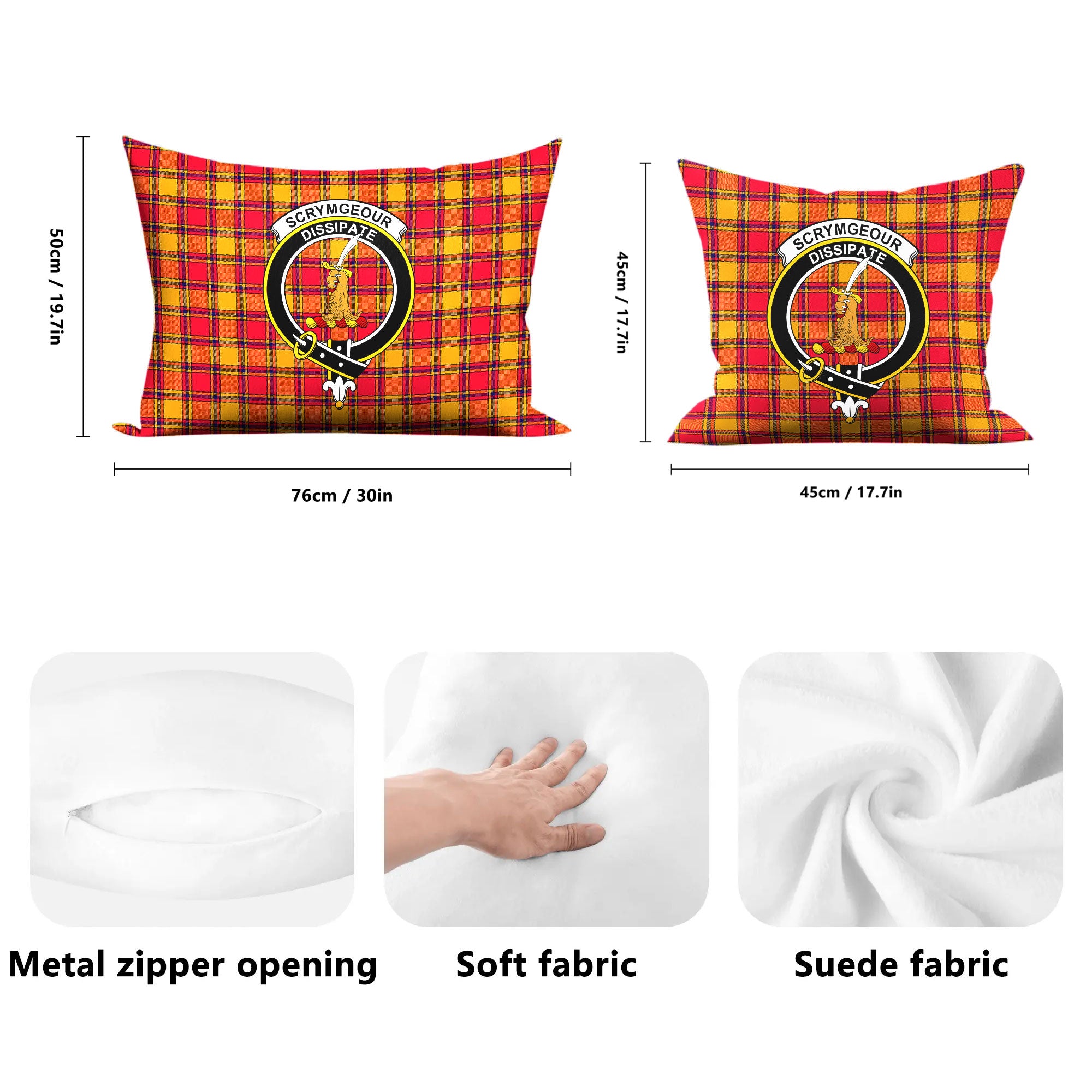 Scrymgeour Tartan Crest Pillow Cover