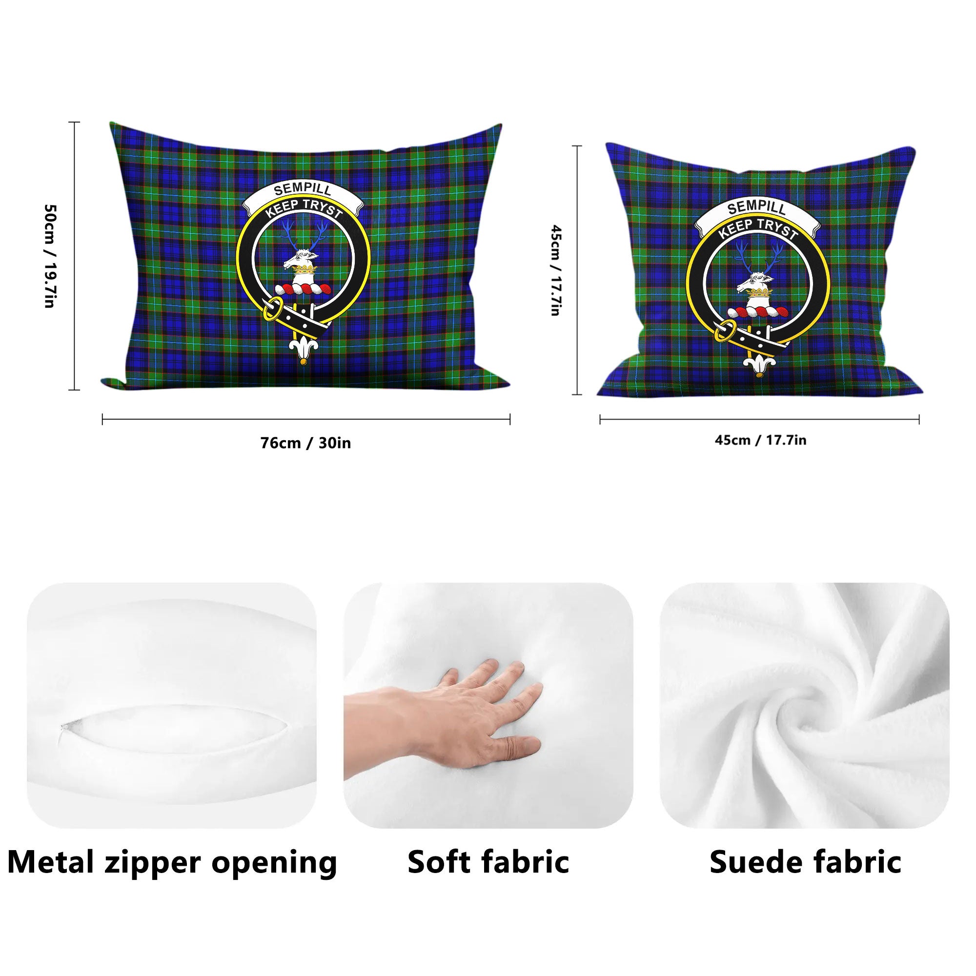 Sempill Modern Tartan Crest Pillow Cover