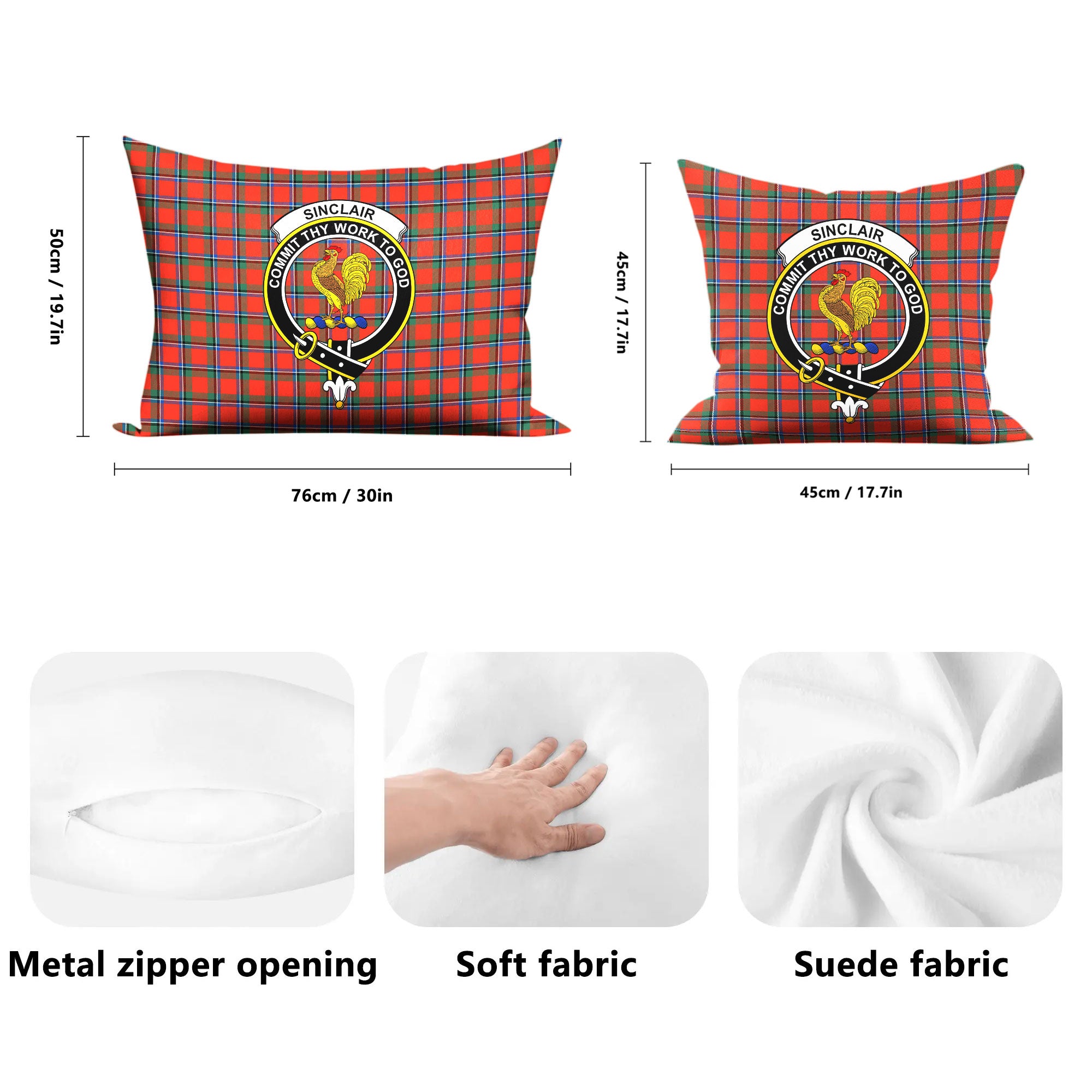 Sinclair Ancient Tartan Crest Pillow Cover