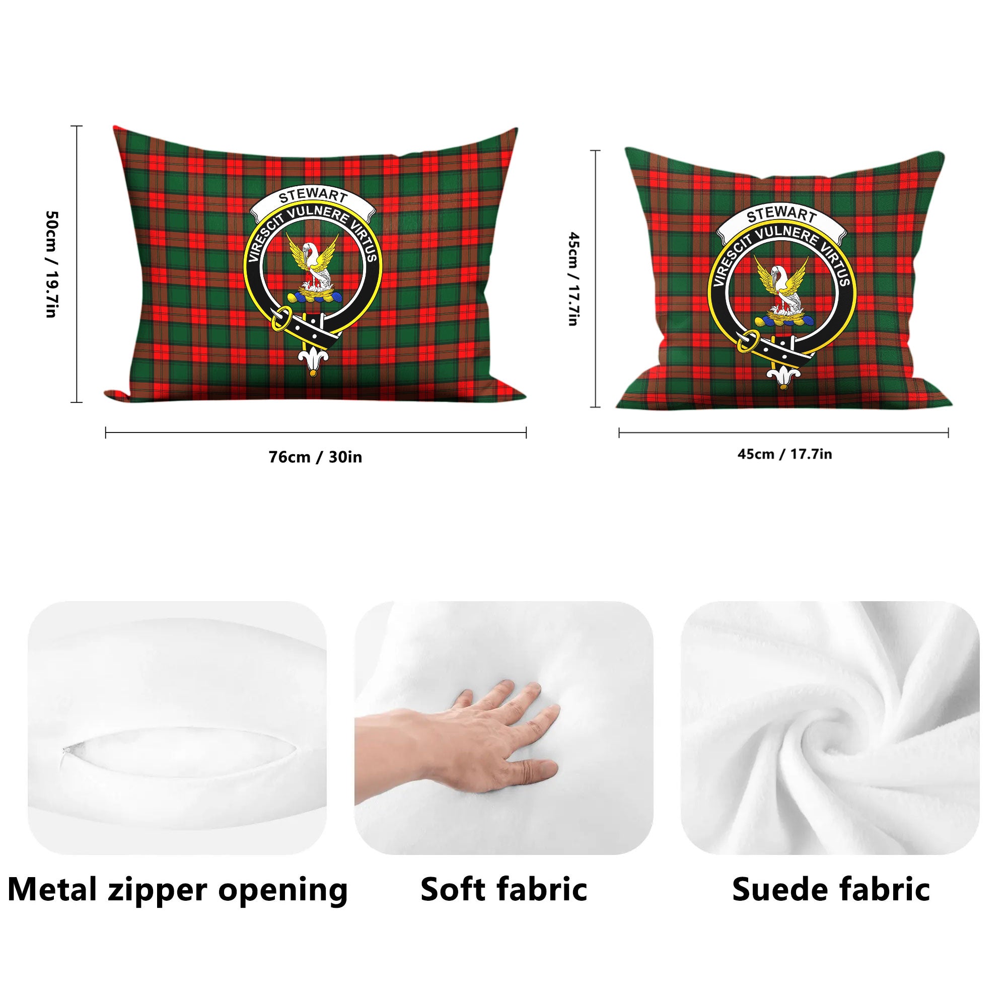 Stewart Atholl Modern Tartan Crest Pillow Cover