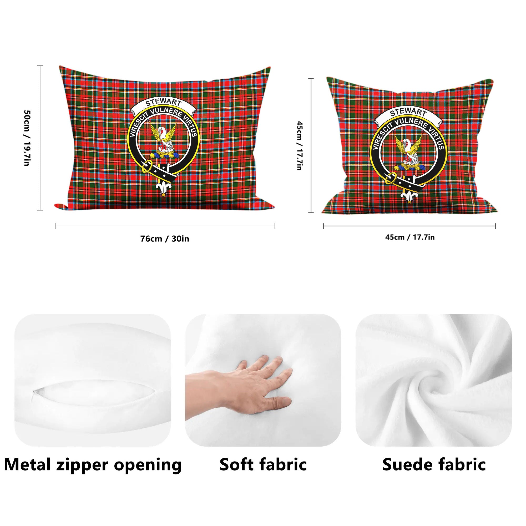 Stewart Royal Tartan Crest Pillow Cover