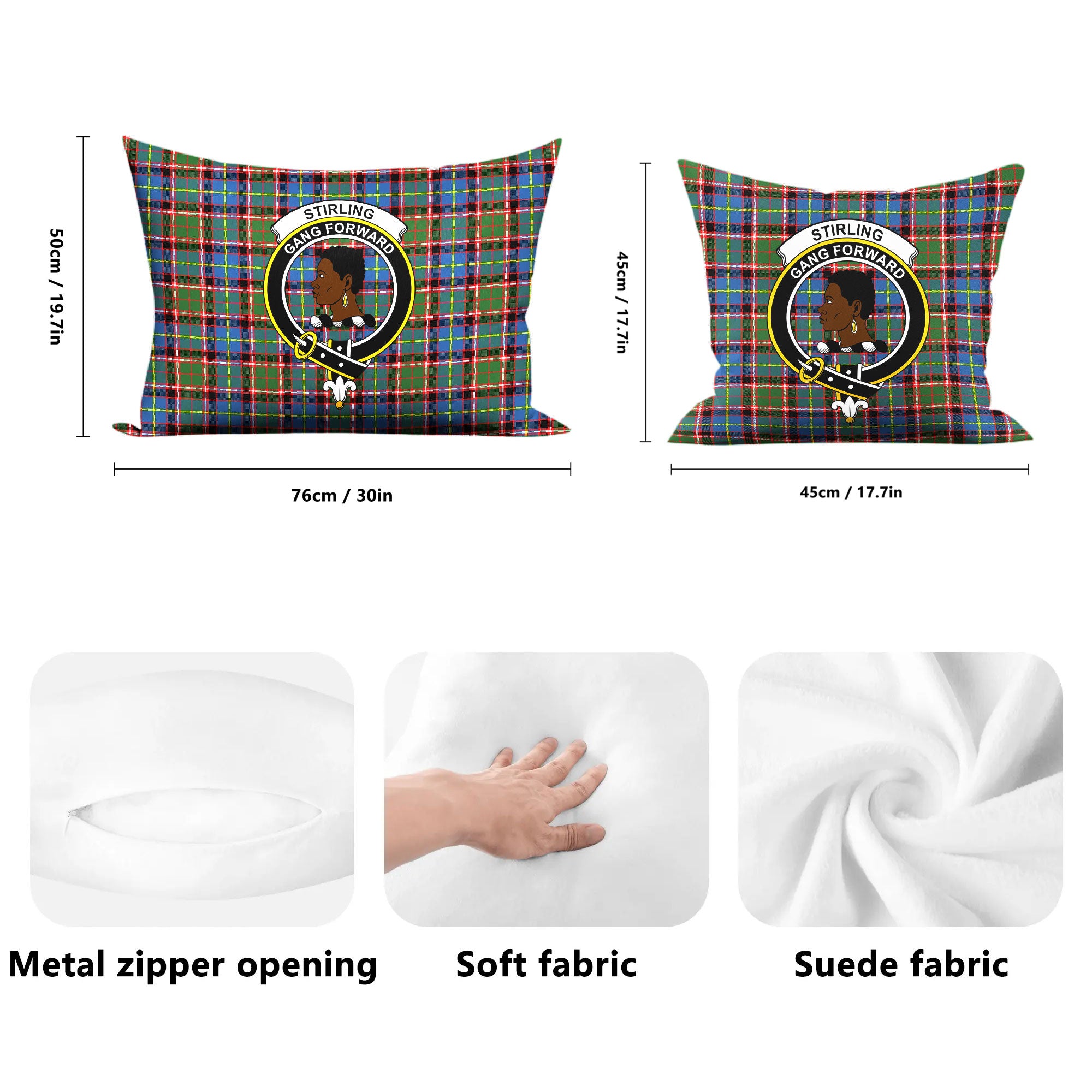 Stirling (of Keir) Tartan Crest Pillow Cover