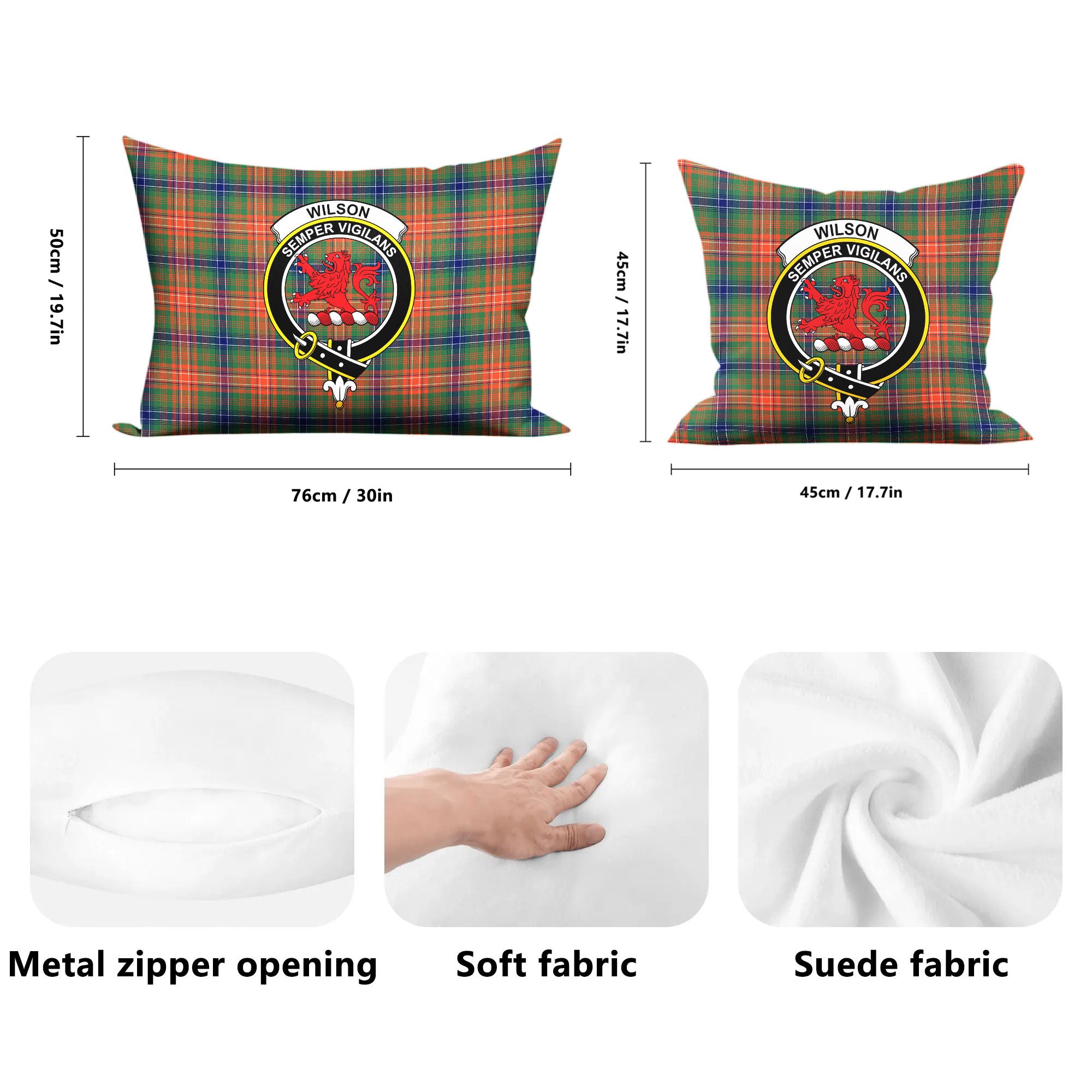 Wilson Ancient Tartan Crest Pillow Cover