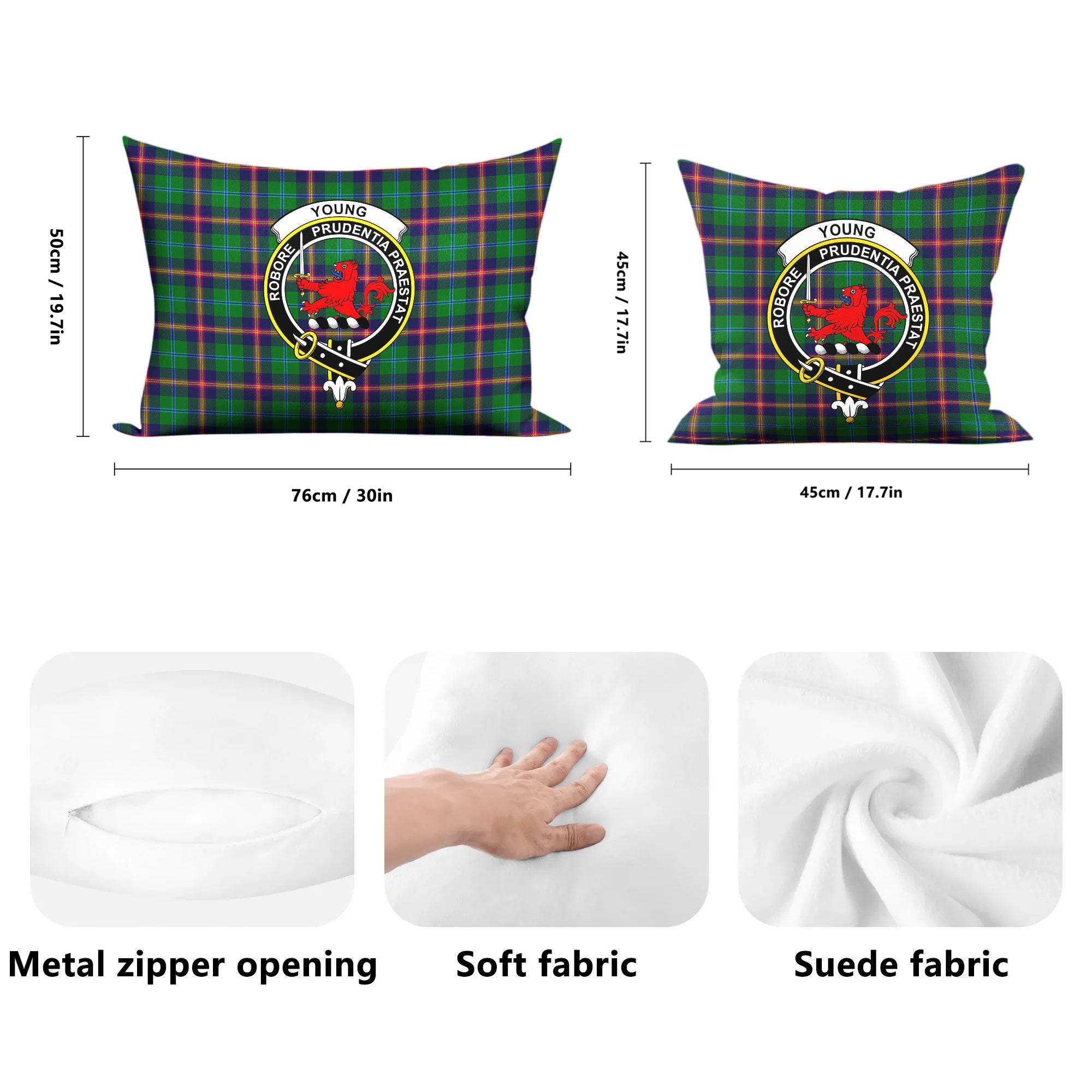 Young Modern Tartan Crest Pillow Cover