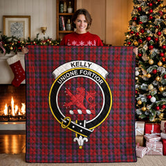 Kelly of Sleat Red Tartan Crest Quilt