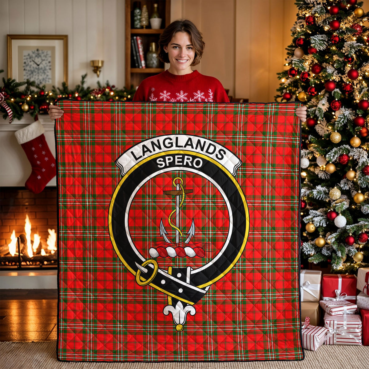 Langlands Tartan Crest Quilt