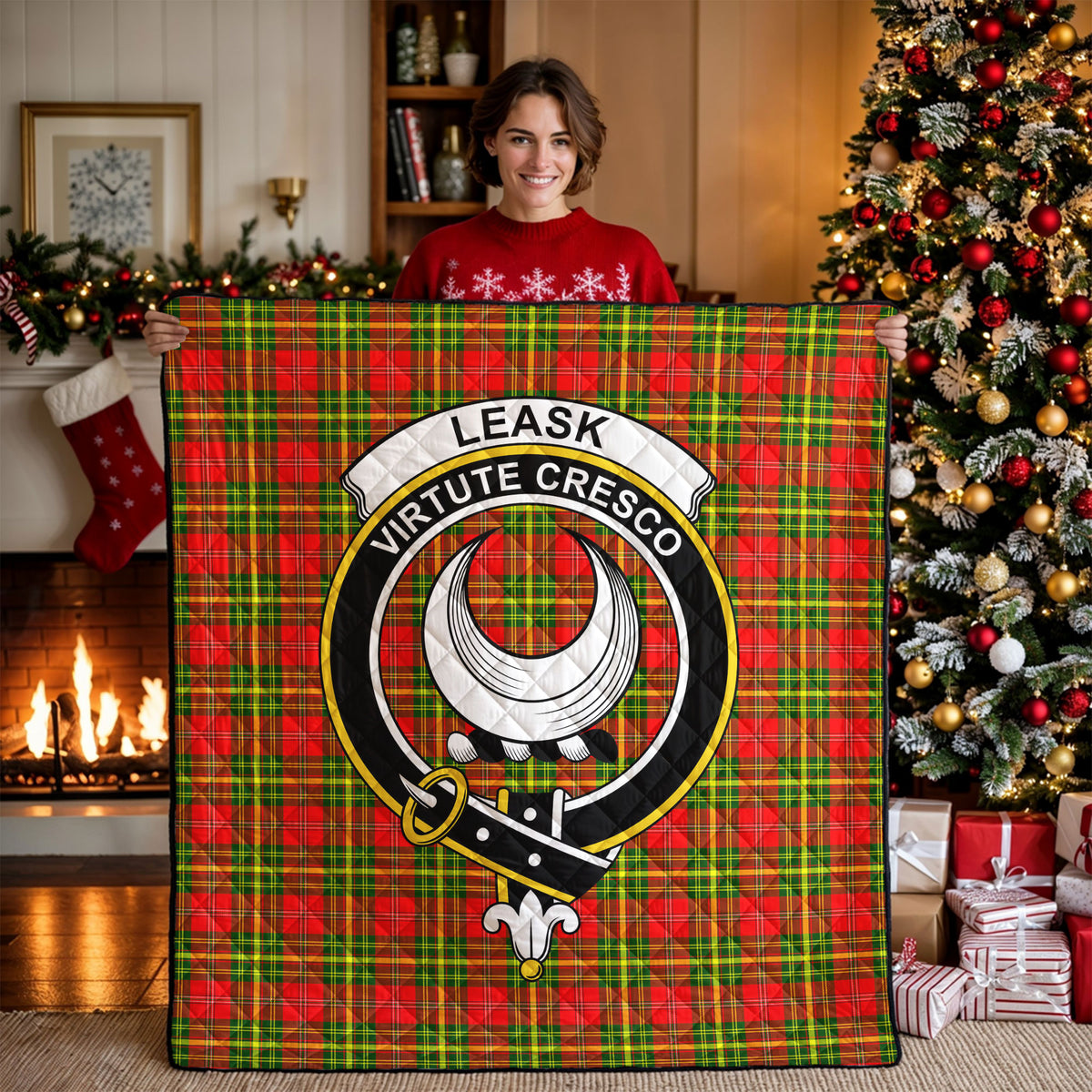 Leask Tartan Crest Quilt