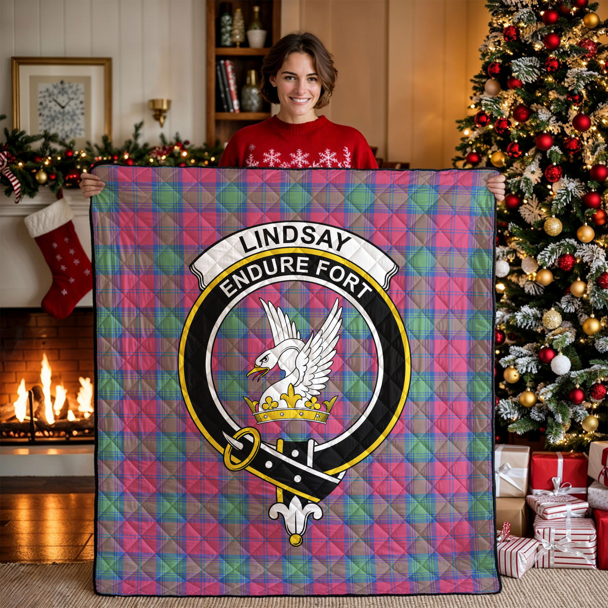 Lindsay Ancient Tartan Crest Quilt