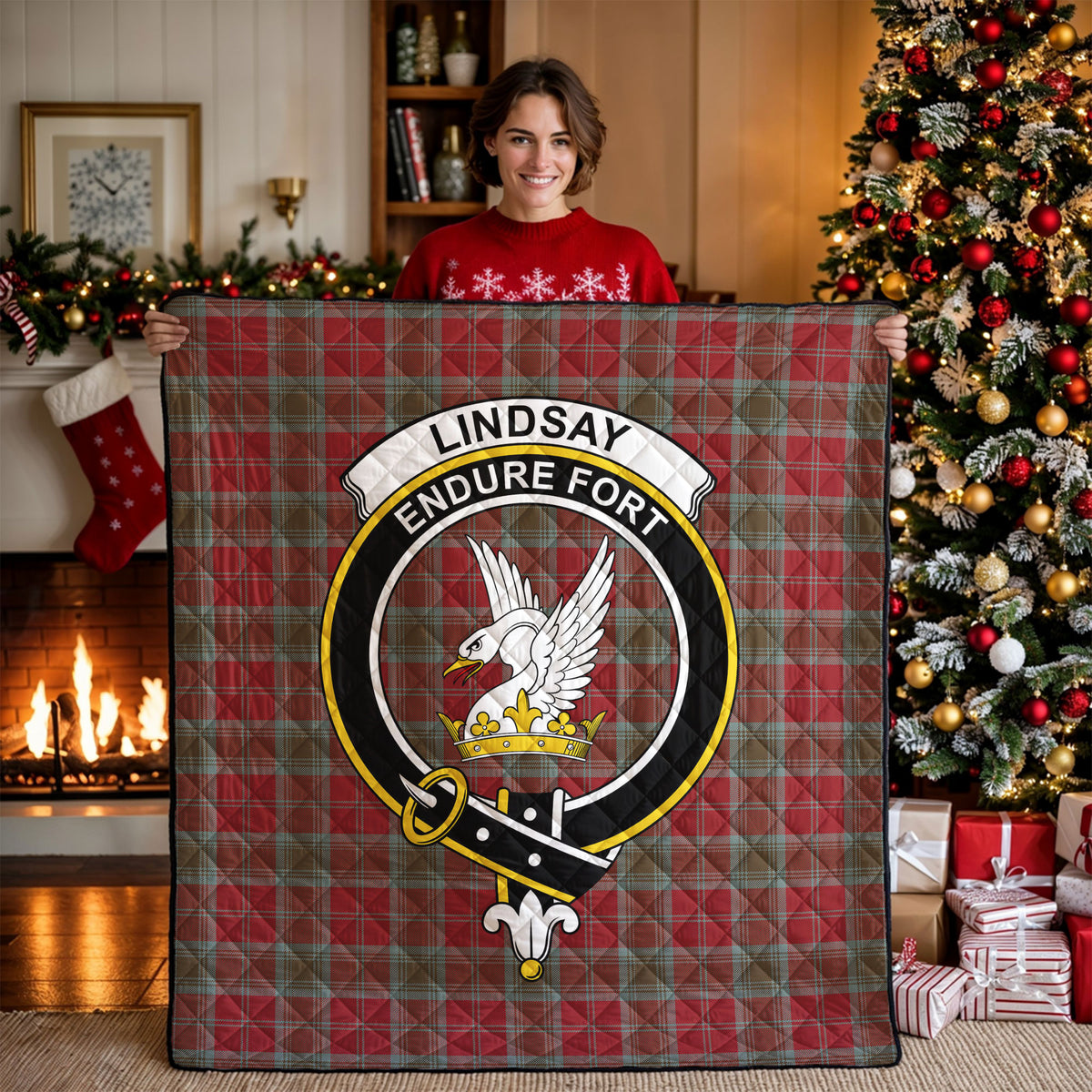 Lindsay Weathered Tartan Crest Quilt