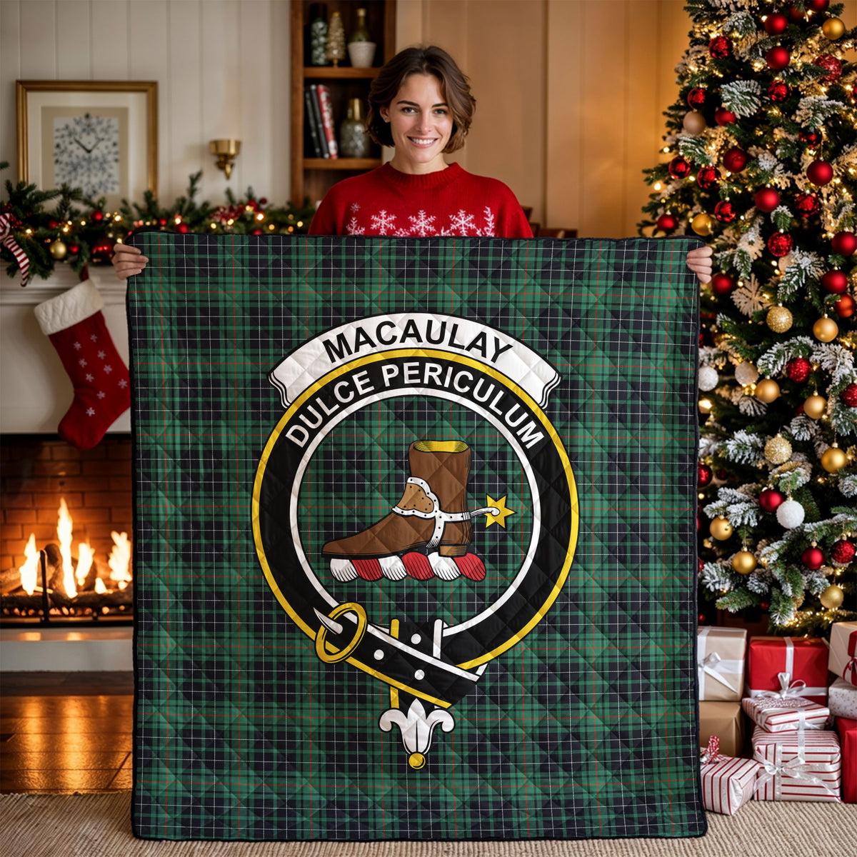 MacAulay Hunting Ancient Tartan Crest Quilt
