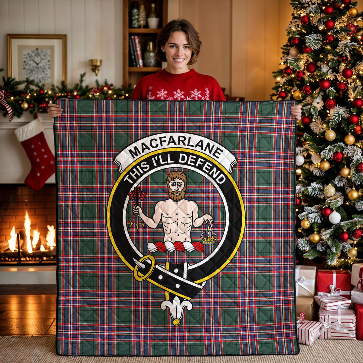 MacFarlane Hunting Modern Tartan Crest Quilt