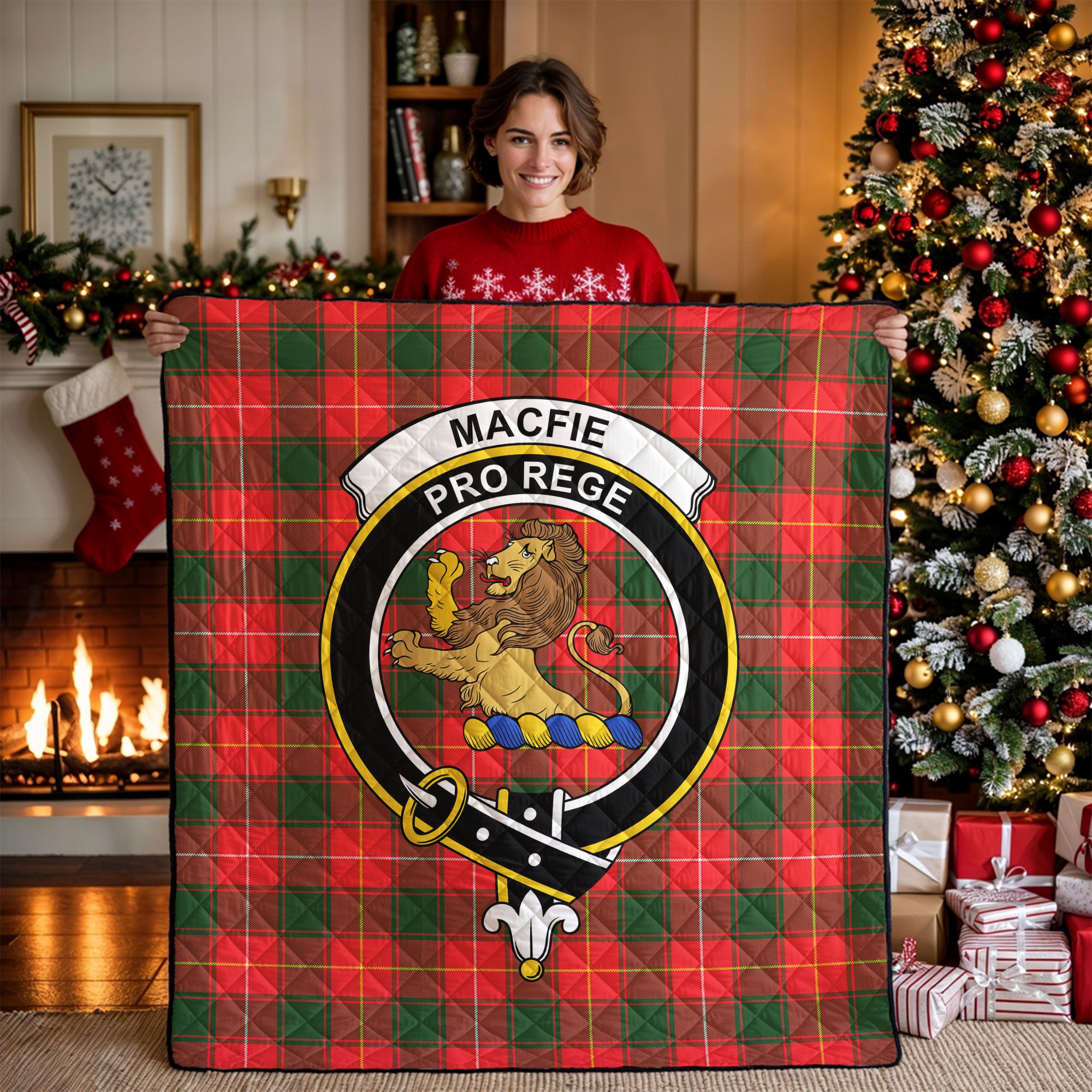 MacFie Ancient Tartan Crest Quilt
