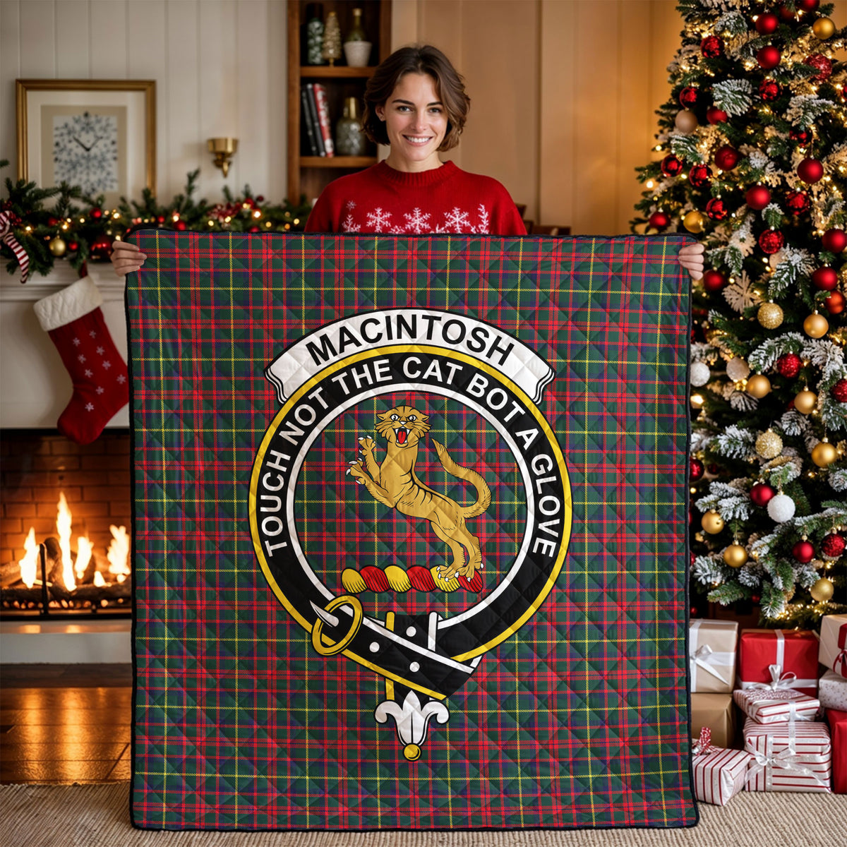 MacIntosh Hunting Modern Tartan Crest Quilt