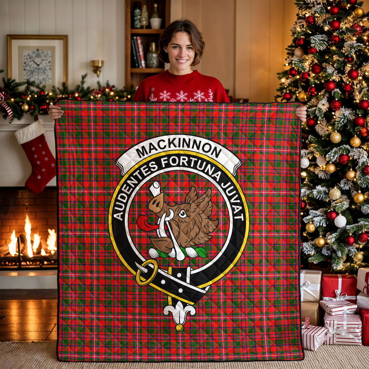 MacKinnon Modern Tartan Crest Quilt