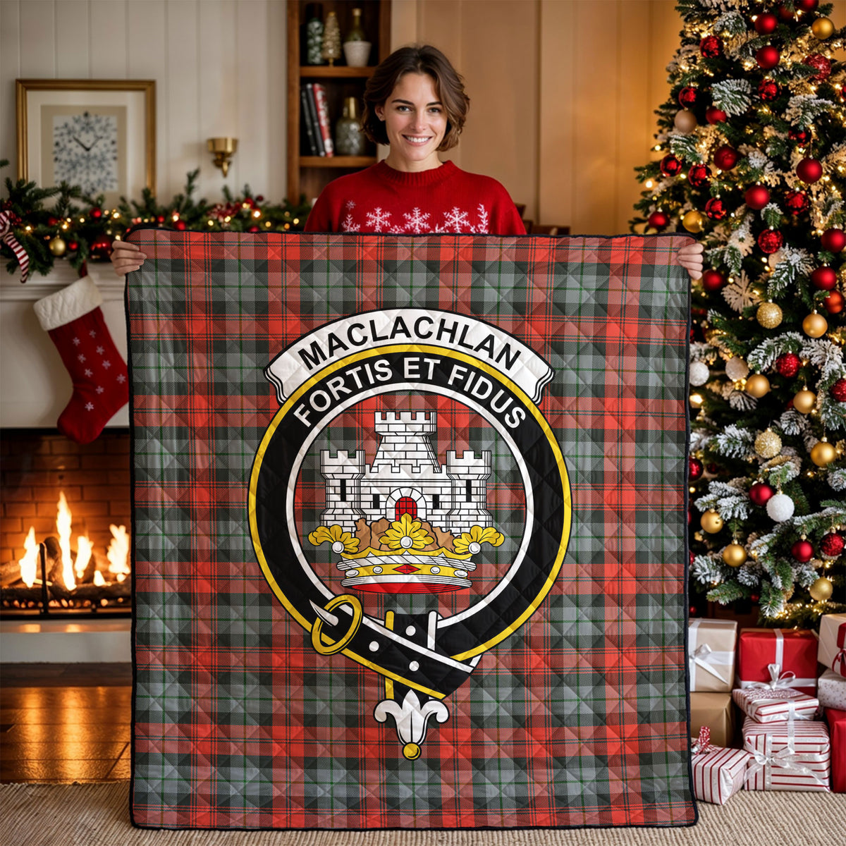 MacLachlan Weathered Tartan Crest Quilt