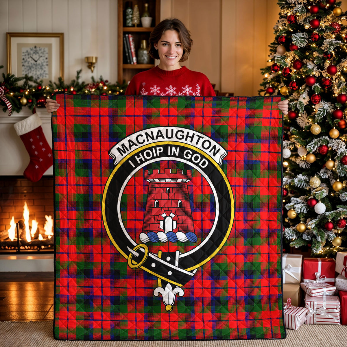 MacNaughton Modern Tartan Crest Quilt