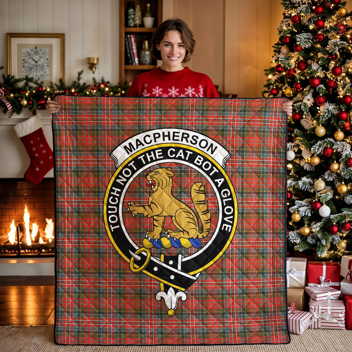 MacPherson Weathered Tartan Crest Quilt