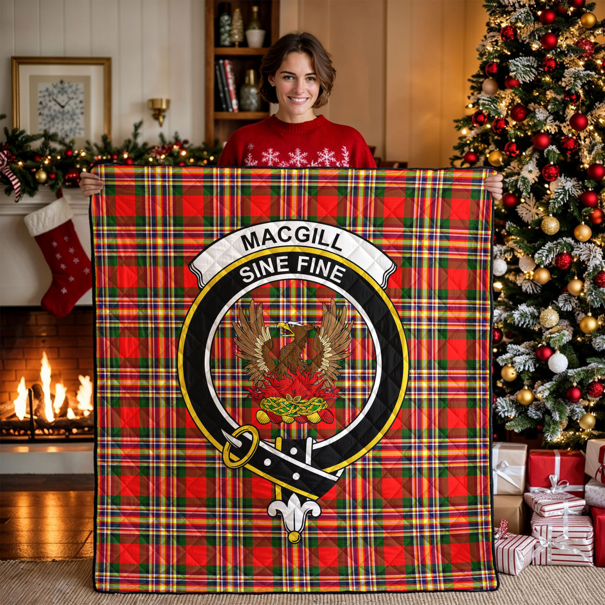 Makgill Tartan Crest Quilt