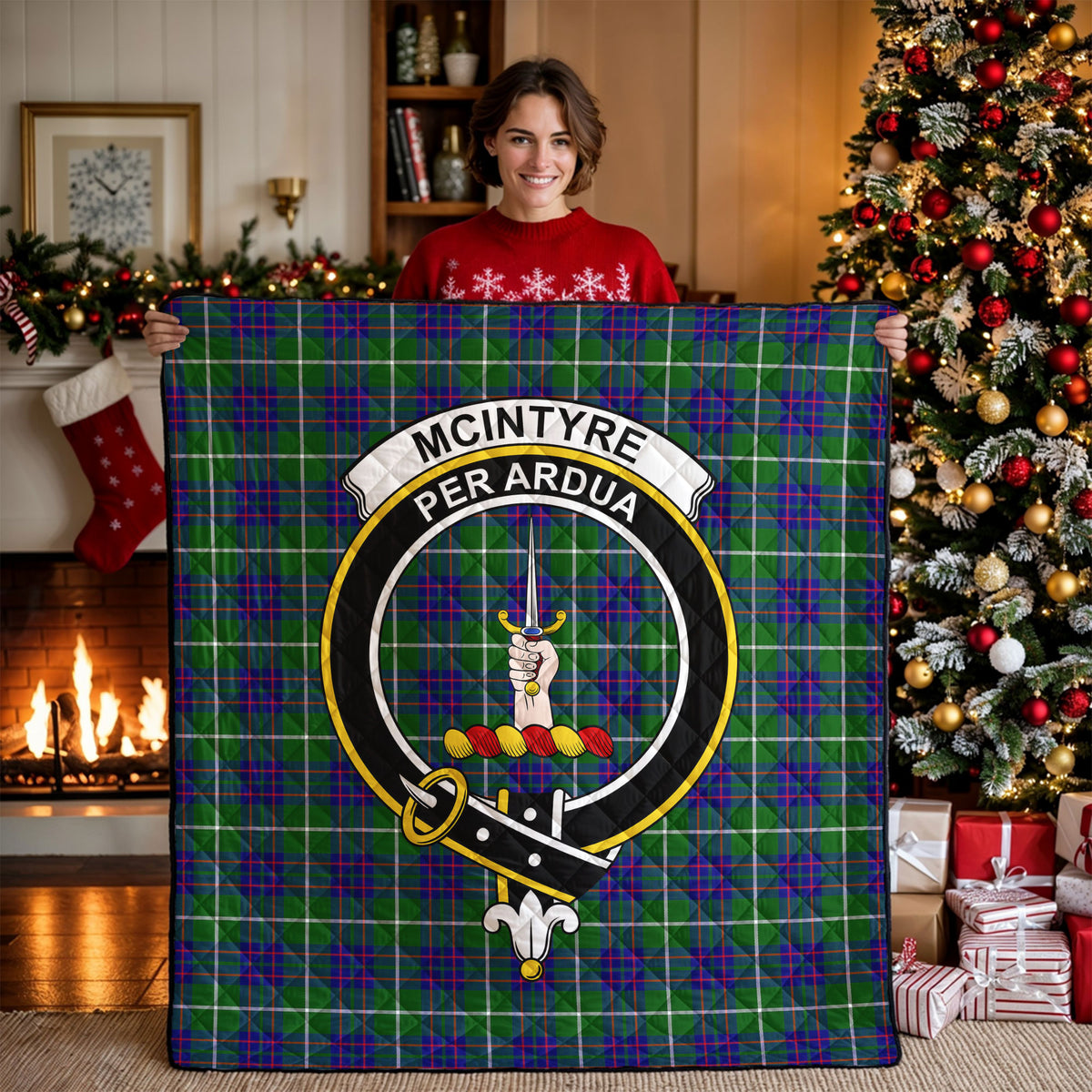 McIntyre Hunting Modern Tartan Crest Quilt