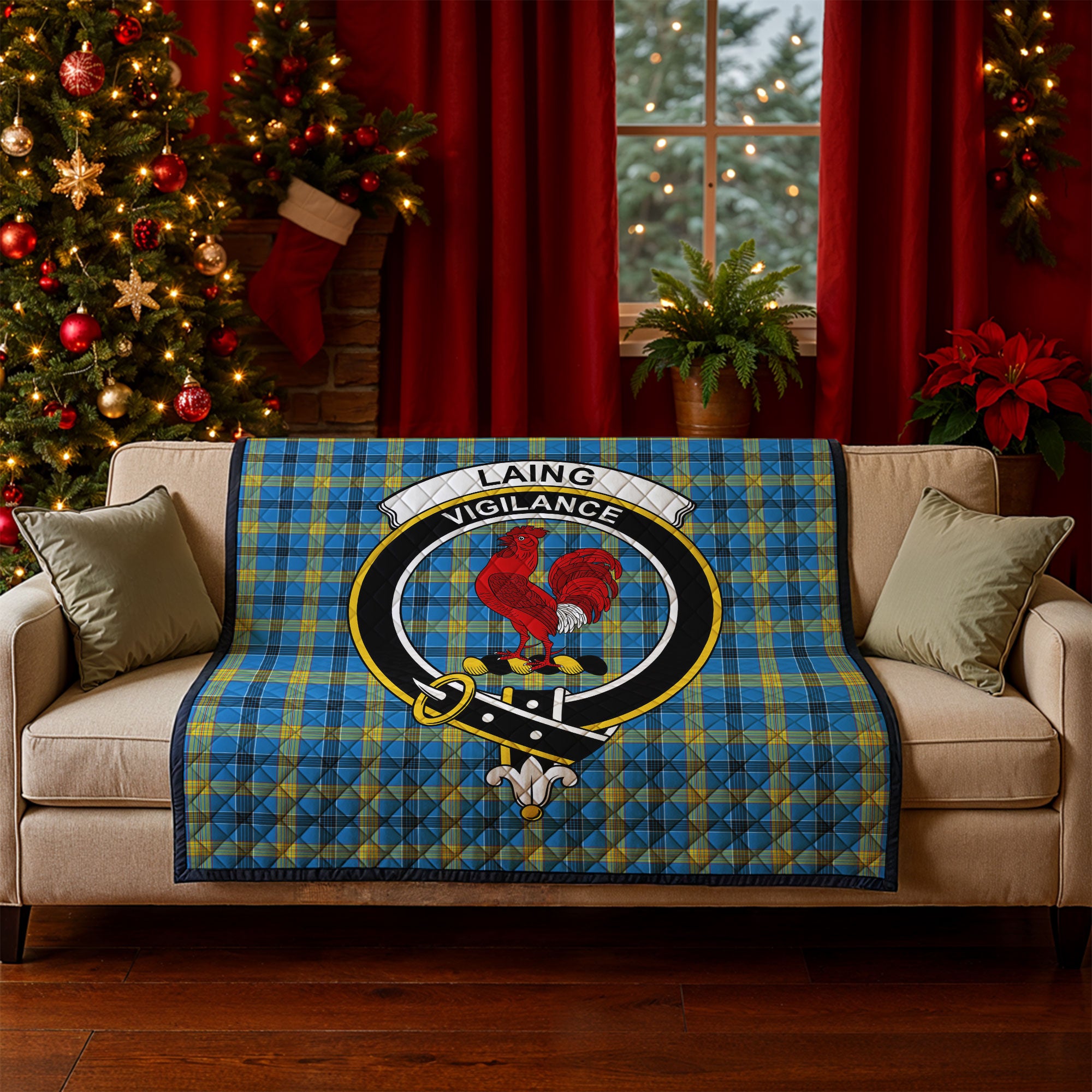 Laing Tartan Crest Quilt