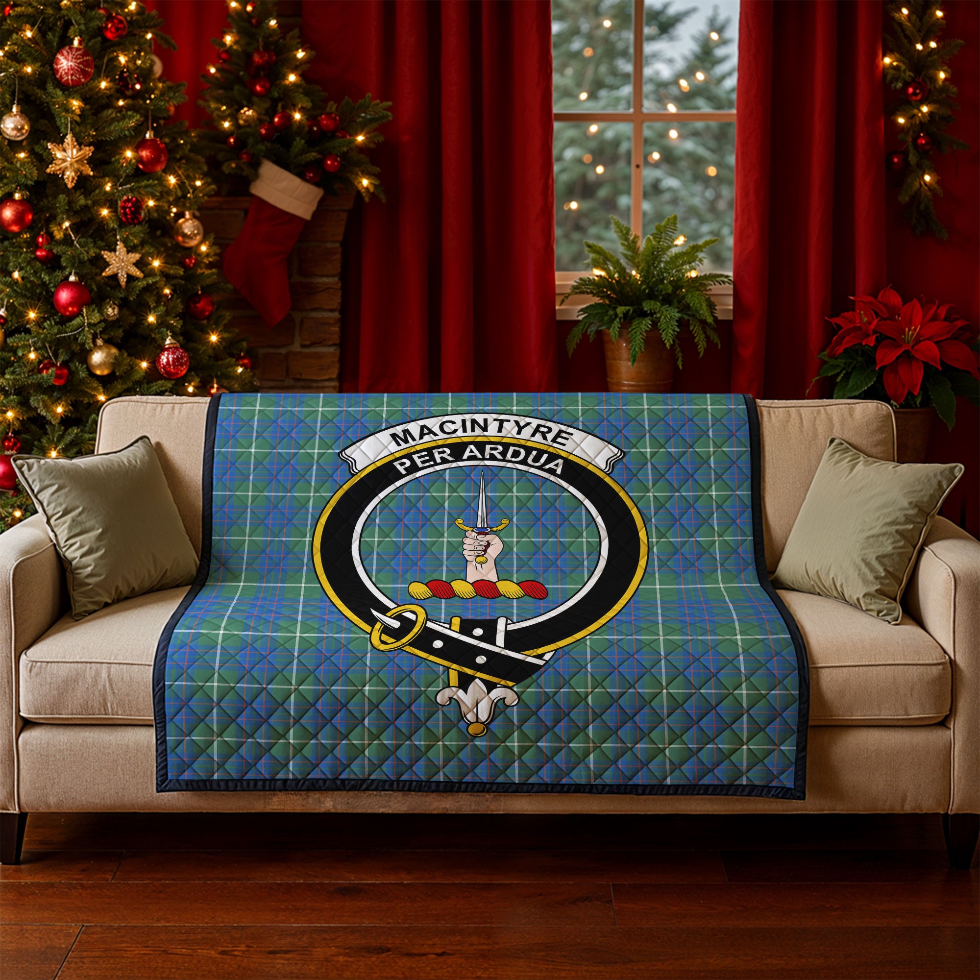 MacIntyre Hunting Ancient Tartan Crest Quilt
